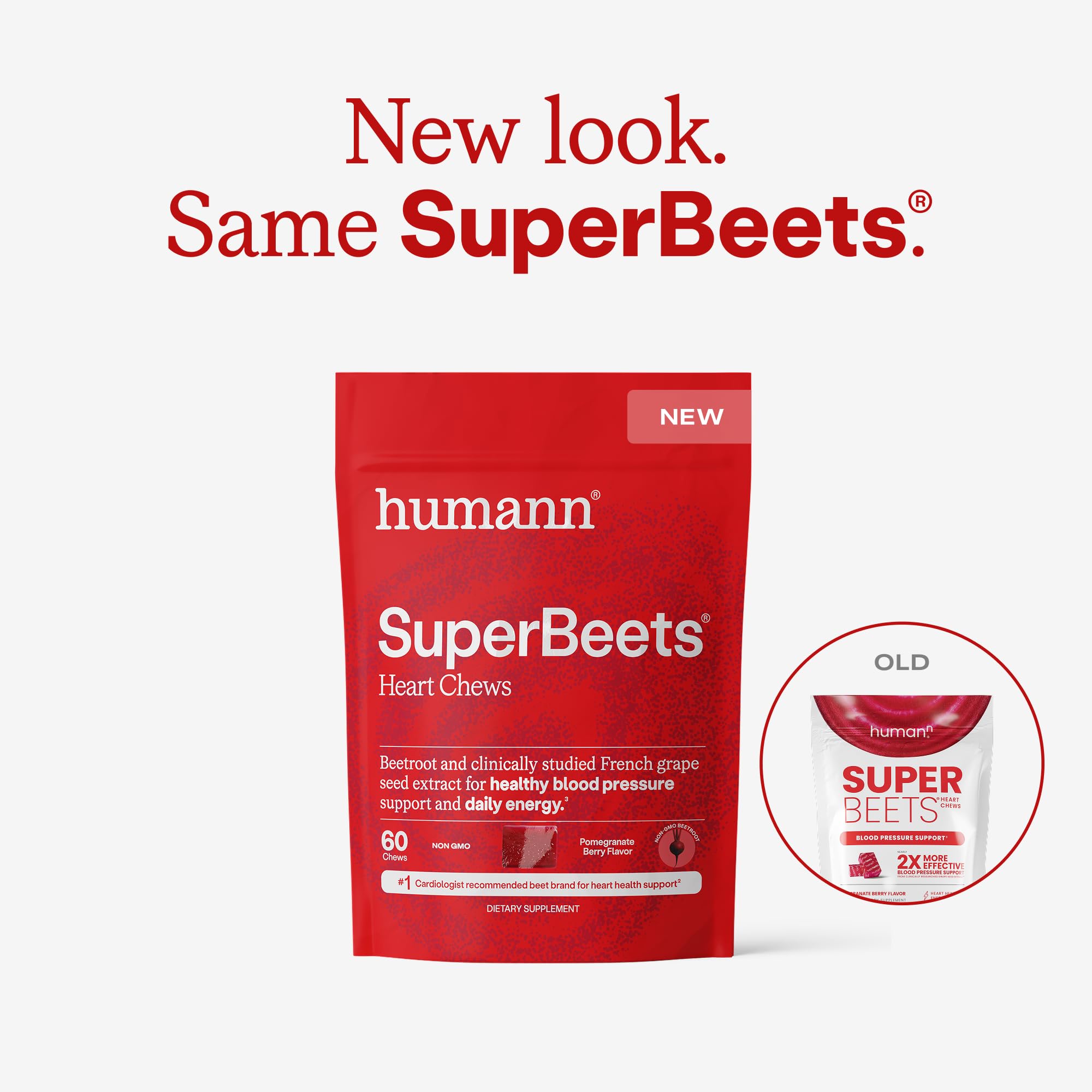 Humann SuperBeets Heart Chews, Beet Root Powder Support Energy Supplement, Nitric Oxide and Blood Pressure Support, Grape Seed Extract & Non-GMO