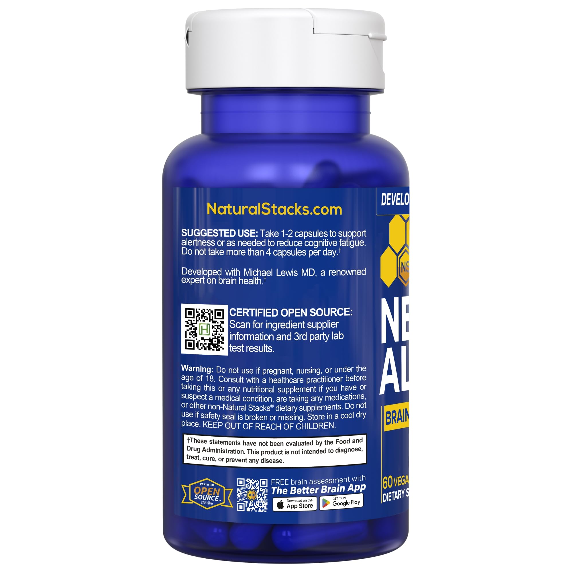 NATURAL STACKS NeuroAlert - 200mg Paraxanthine Energy Supplement - Caffeine Free Focus w/ 500mg L-Tyrosine & 100mg L-Theanine - 10mg NADH for Cellular Energy Support - 60 Paraxanthine Capsules NATURAL STACKSBuy Supplements Australia