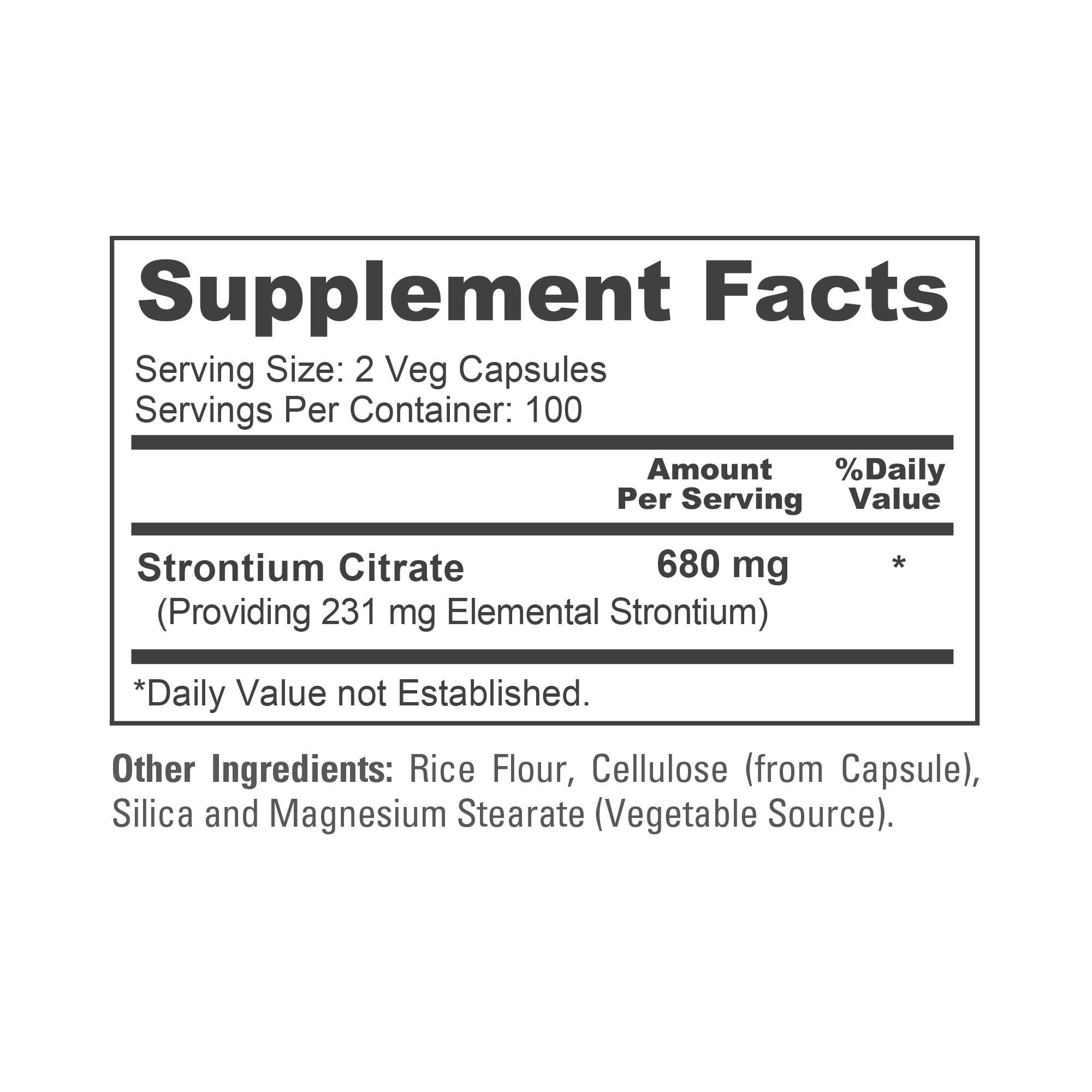 NusaPure Strontium Citrate - Suitable for Vegetarian/Vegan, Non - GMO - 680 mg 200 Capsules NusaPureBuy Supplements Australia