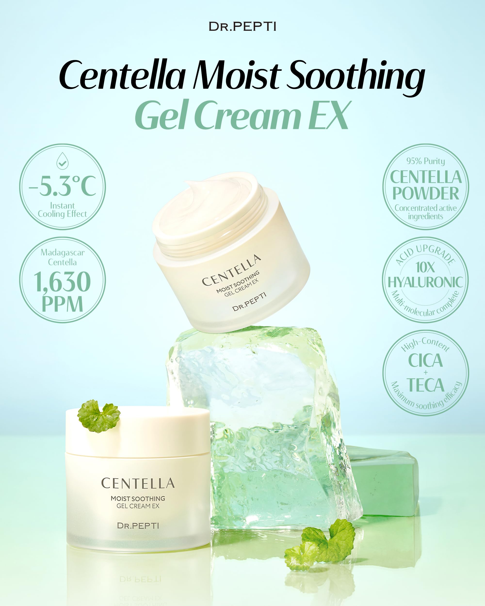 dr.pepti Centella Cooling Gel Cream – 77% Centella, 5-Type Hyaluronic Acid & Peptides – Water-Gel Moisturizer for Redness, Sensitive & Post-Retinol Skin – No Pilling, Sleeping Pack Use, 2.37 fl oz dr.pepti buy supplements Au