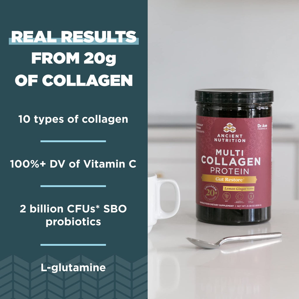 Ancient Nutrition Collagen Powder Protein, Multi Collagen Protein, Hydrolyzed Collagen Peptides Supports Skin and Nails, Joint Supplement (Gut Restore, 20 Servings) Ancient NutritionBuy Supplements Australia