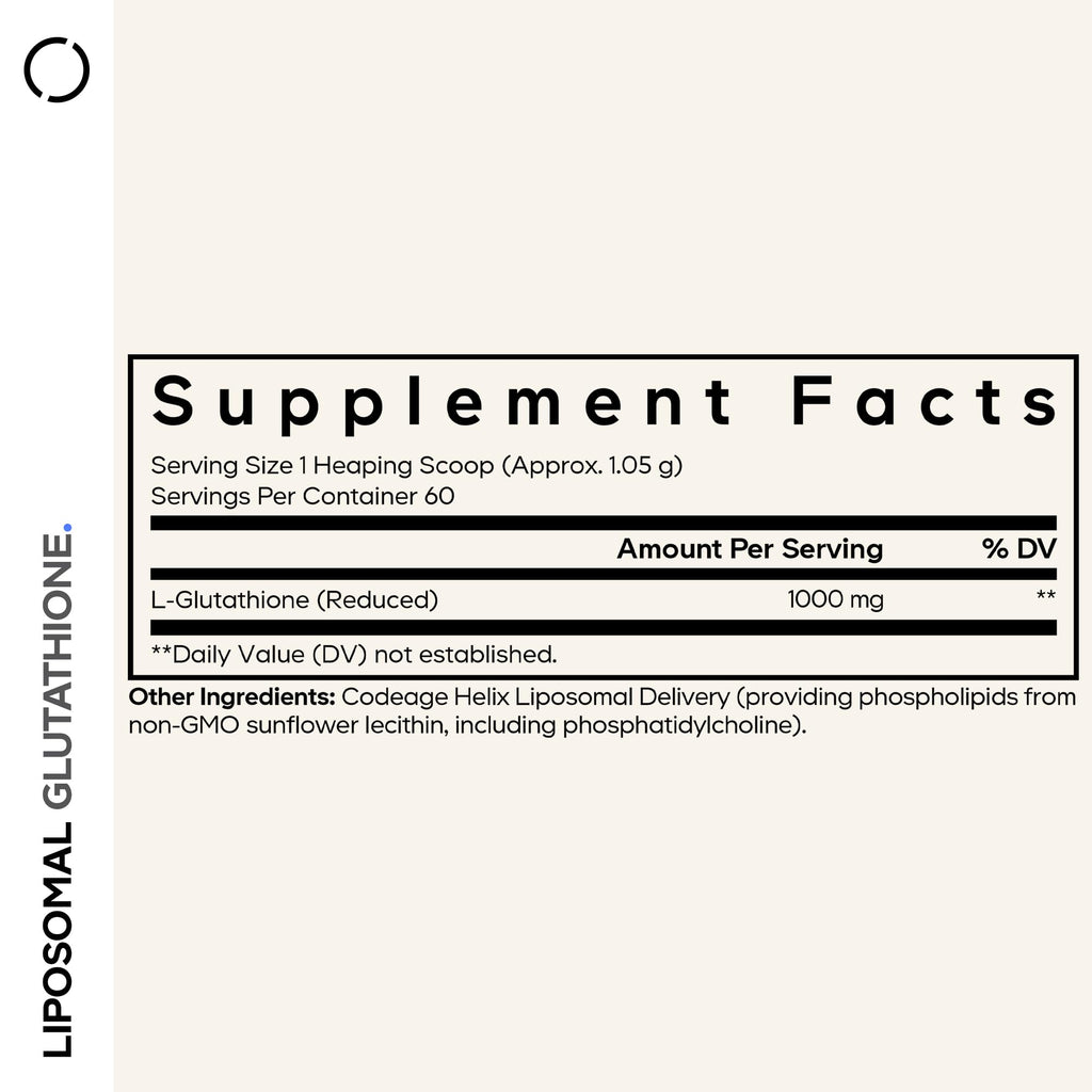 Codeage Liposomal Glutathione Powder - 1,000 mg Vegan Reduced L-Glutathione per Serving, Liposomal Delivery - 2-Month Supply - Unflavored - Phospholipid - Non-GMO Gluten-Free - 2.22 Oz CodeageBuy Supplements Australia