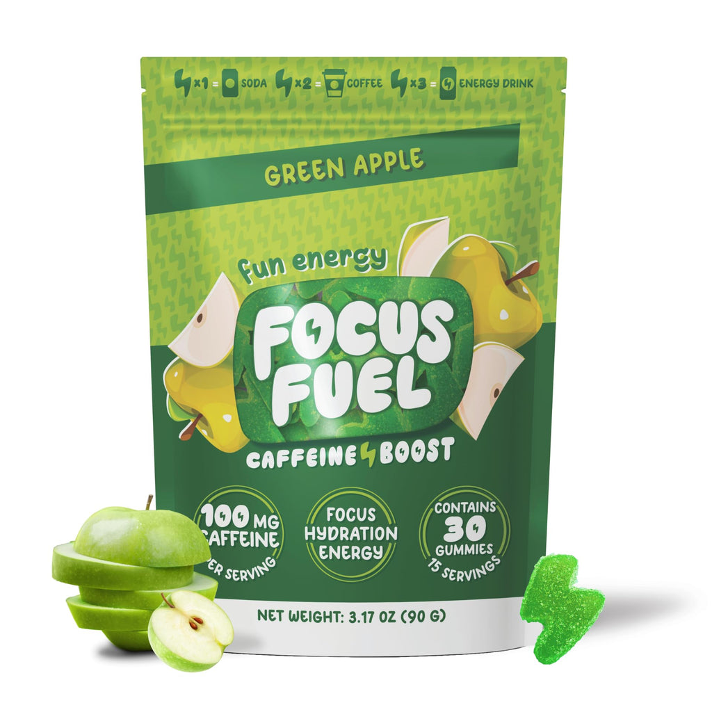 FocusFuel Energy Chews – Green Apple Flavor (15 Servings) – 100mg Caffeine + B12, Magnesium, Alpha GPC – Boost Focus & Energy – No Crash or Jitters FocusFuelBuy Supplements Australia