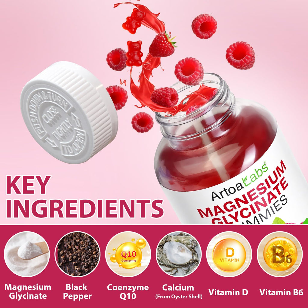 Magnesium Glycinate Gummies 600mg 120 Count - Sugar Free Magnesium Supplement - Supports for Sleep, Memory, Mood, Muscle, Relaxation, Heart & Bone Health BOIUOITIBuy Supplements Australia