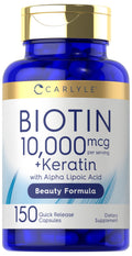 Carlyle Biotin 10000mcg | 150 Capsules | Beauty Formula with Keratin | Non-GMO, Gluten Free Supplement Carlyle buy supplements Au