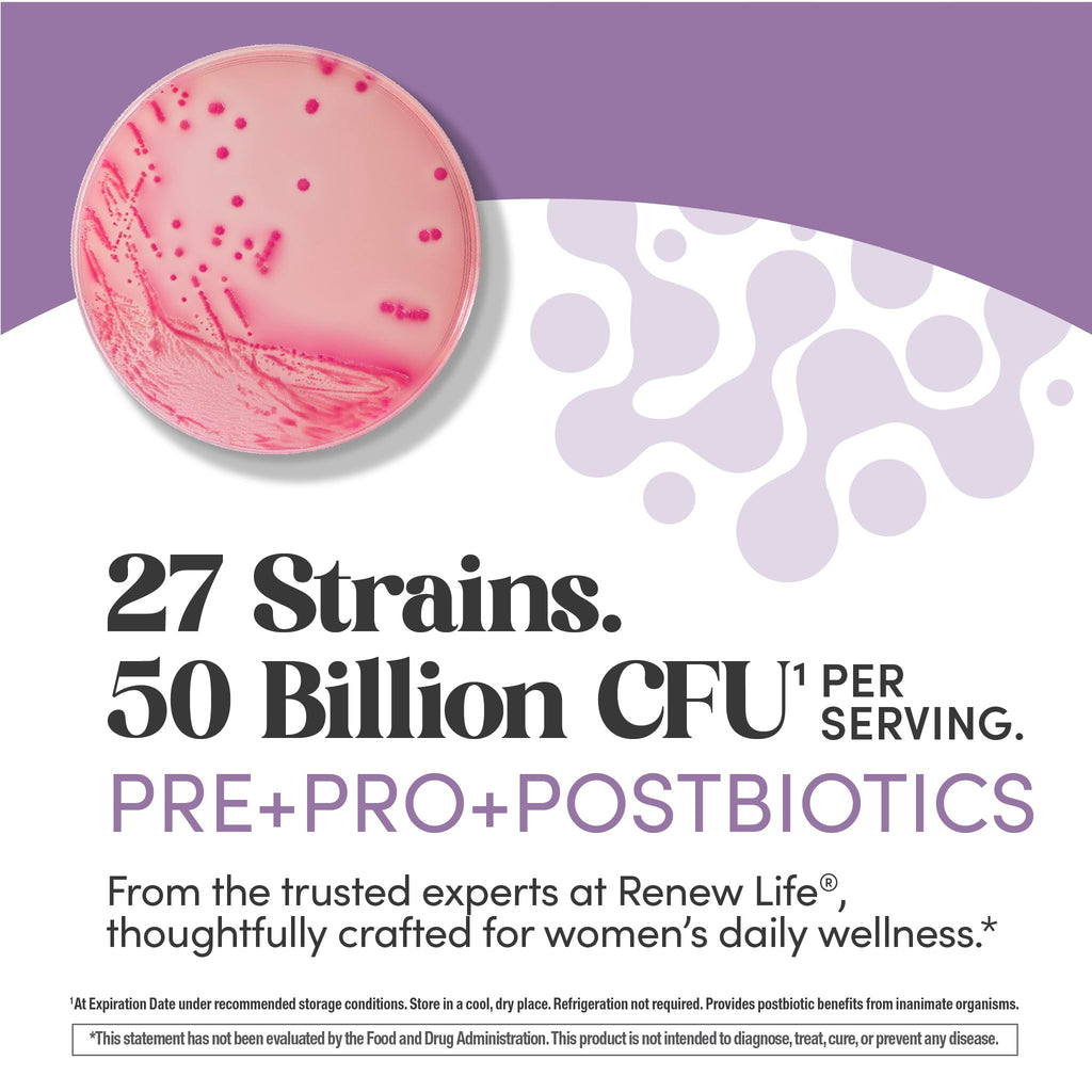 Renew Life Ultimate Flora Probiotics for Women | 50 Billion CFU | 30 Delayed Release Vegan Capsules | Digestive & Vaginal Health | Dairy, Soy and Gluten Free Supplement Renew Life buy supplements Au