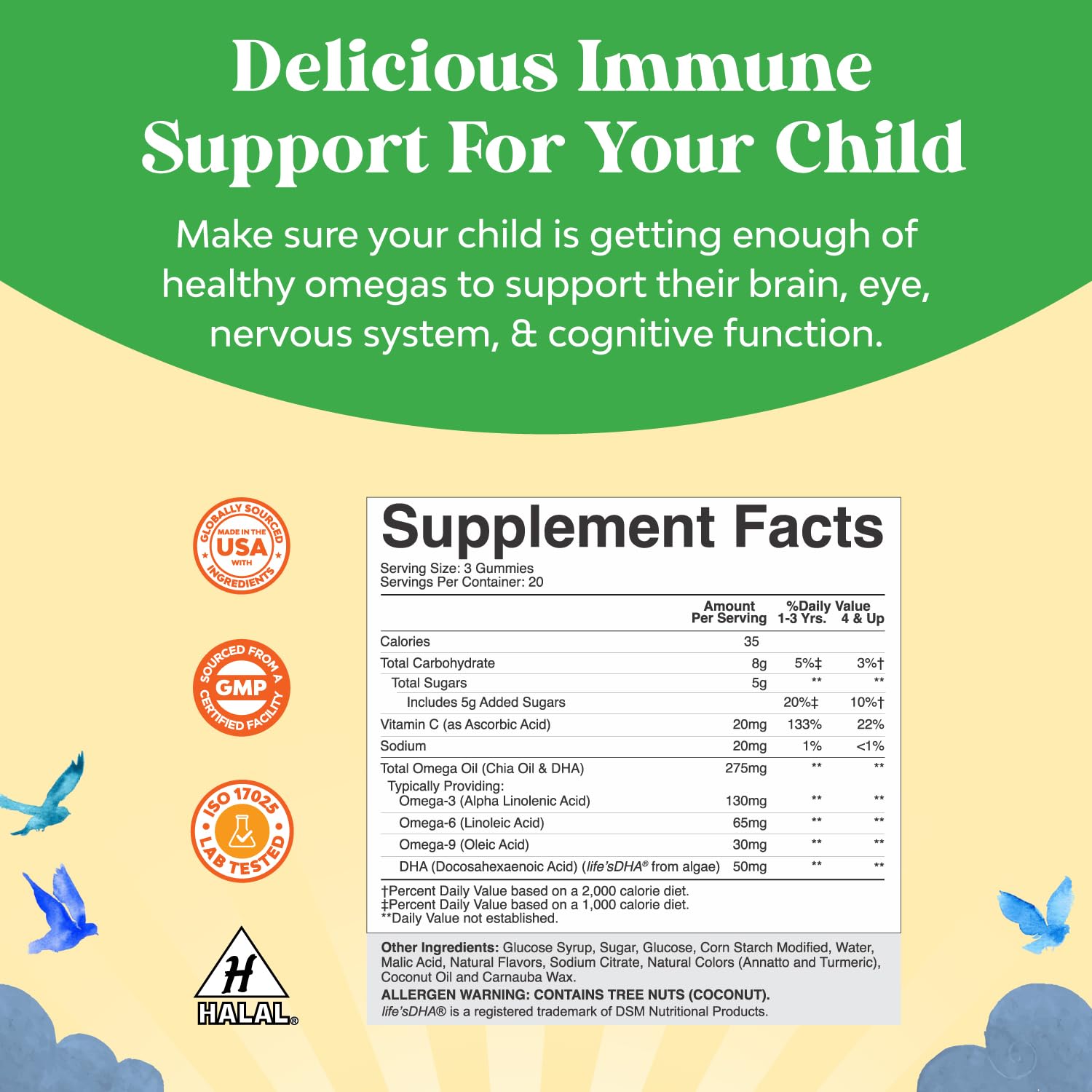 Bundle of Kids DHA Omega 3 Gummies - Fatty Acids Omega 3 6 9 for Brain Immune Strength Vision Focus Support and Liquid Multivitamin for Kids Immunity Support Natures CraftBuy Supplements Australia