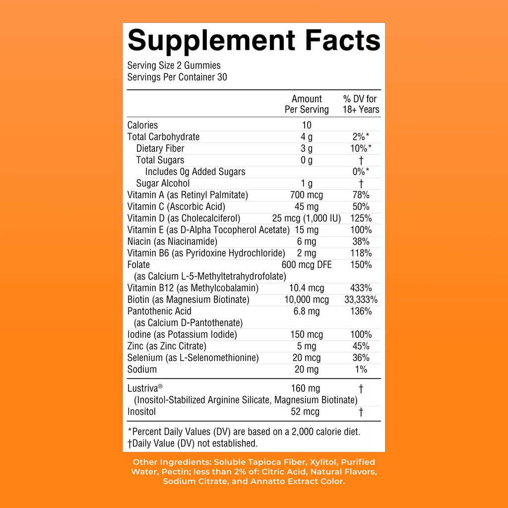 MaryRuth's Multivitamin + Hair Growth Gummies | with Lustriva® | Biotin 10000mcg | B Vitamins | Formulated for Thicker Hair, Wrinkles, Fine Line