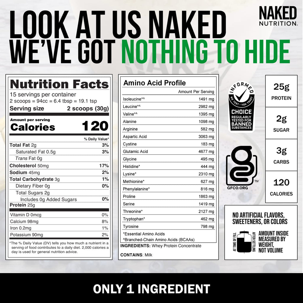 Naked Nutrition Naked Whey 1Lb - Only 1 Ingredient, Grass Fed Whey Protein Powder Naked NutritionBuy Supplements Australia