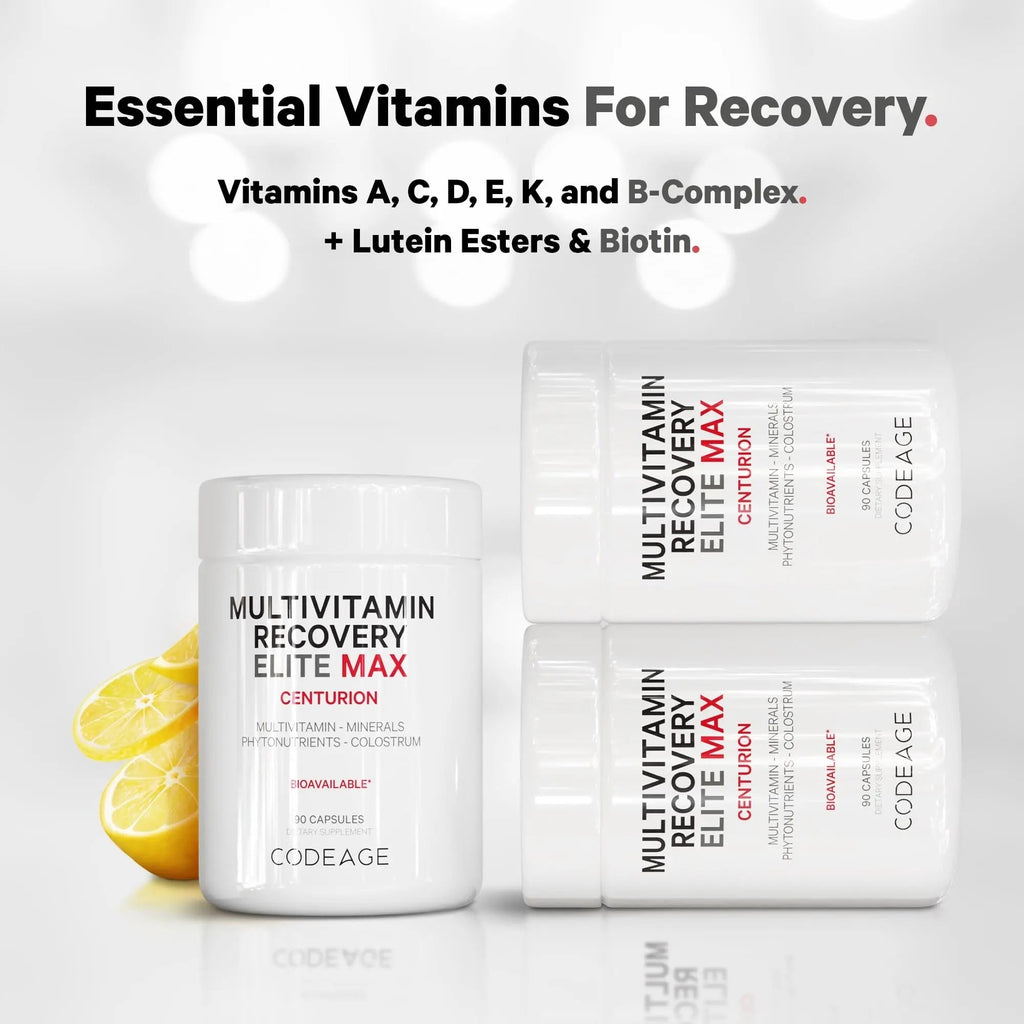 Codeage Multivitamin Recovery Elite Max Supplement - Vitamins A, C, D, E, B-Complex, Essential Minerals, Antioxidants, Colostrum Codeage