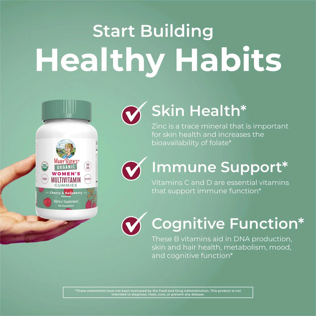 MaryRuth's Multivitamin Gummies for Women (Cherry & Raspberry) & Iron Liquid Supplement (Berry) | Clean Label Project Verified MARYRUTH'S