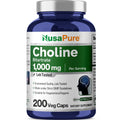 NusaPure Choline Bitartrate - Suitable for Vegetarian/Vegan, Non - GMO - 1000 mg 200 Capsules NusaPureBuy Supplements Australia
