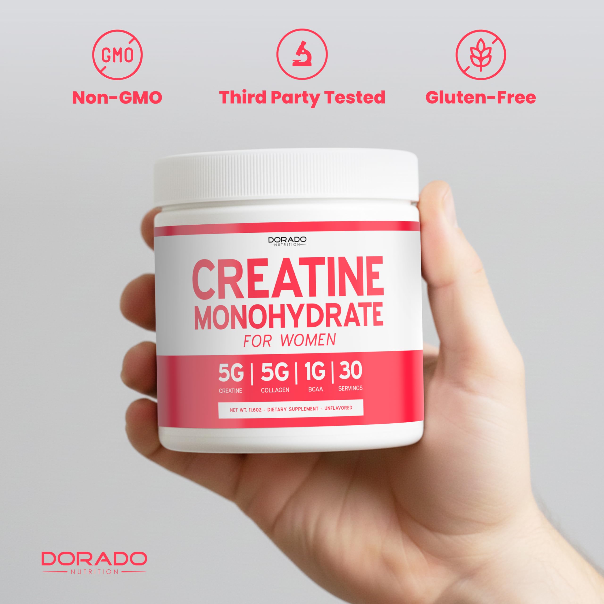 Creatine for Women | Creatine Monohydrate Powder 5G + 5000mg Collagen + 1000mg BCAA 2:1:1 Powder (30 Serving) Support Glutes, Lean Muscles, Recovery, Energy & Stamina Non-GMO, Gluten Free - USA Made DORADO NUTRITIONBuy Supplements Australia