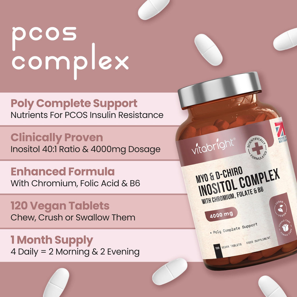 Myo and D-Chiro Inositol Complex - 4000mg per 4 Tablets - 120 Tablets (30 Day Supply) VitaBrightBuy Supplements Australia