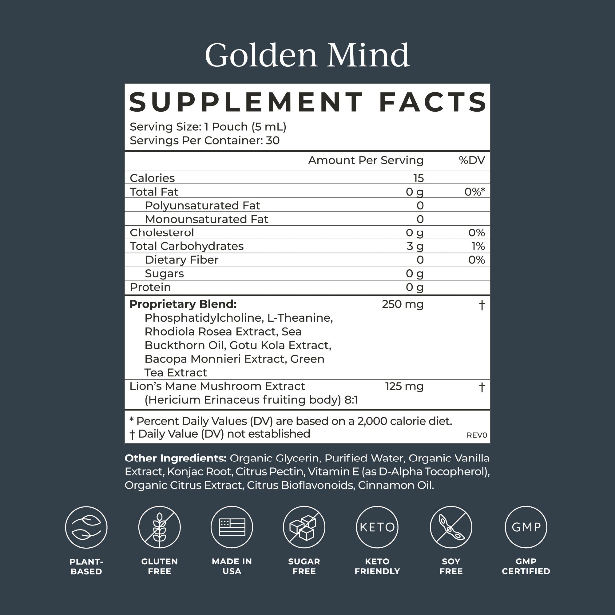 CYMBIOTIKA Golden Mind Nootropic - Boosts Focus, Memory, Alertness, Supports Nervous System with Bacopa, Green Tea, Lion’s Mane, L-Theanine, Rhodiola | 30 Pouches CYMBIOTIKABuy Supplements Australia