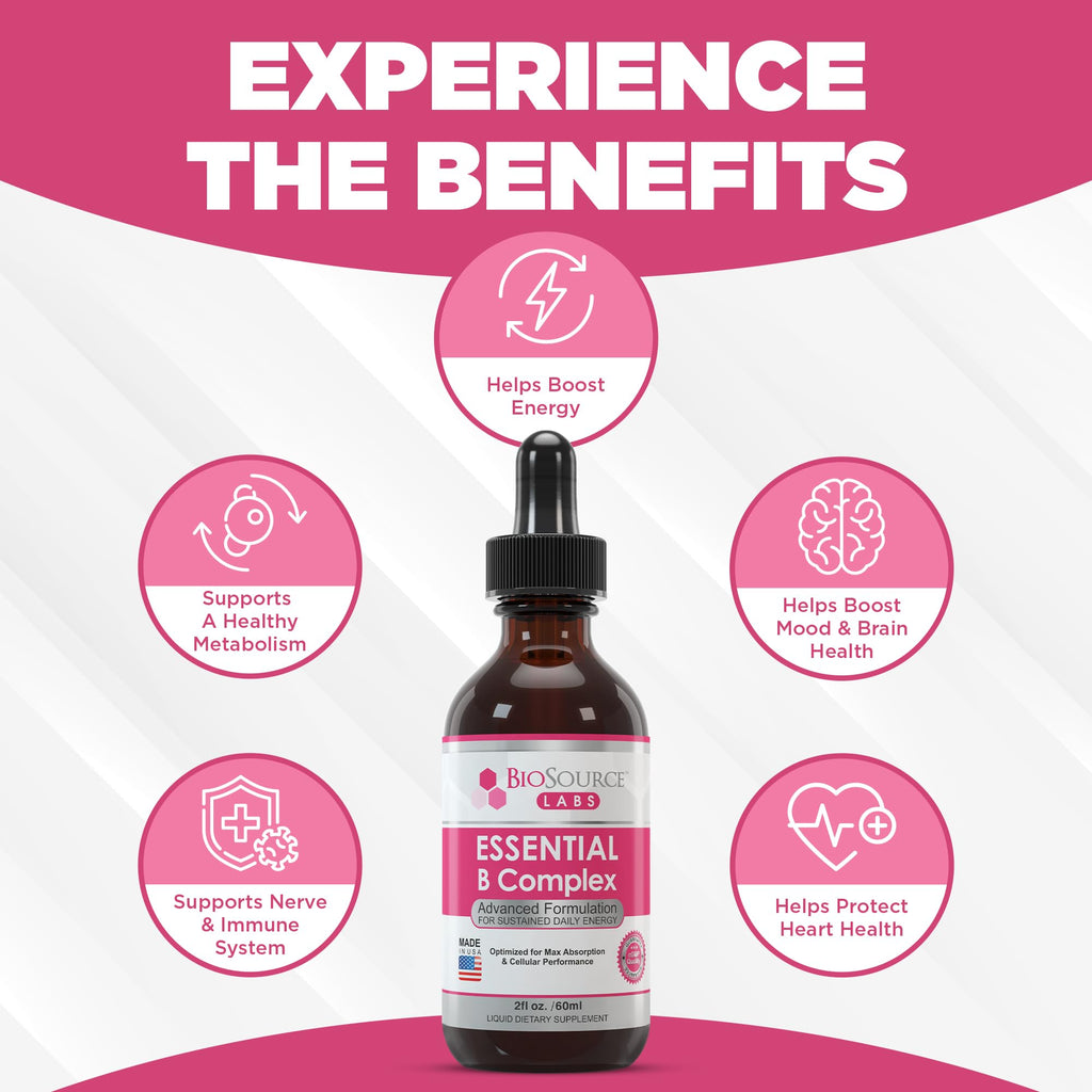 BioSource Labs Essential B Complex - Daily Vegan Vitamin B-Complex Sublingual Liquid BioSource LabsBuy Supplements Australia
