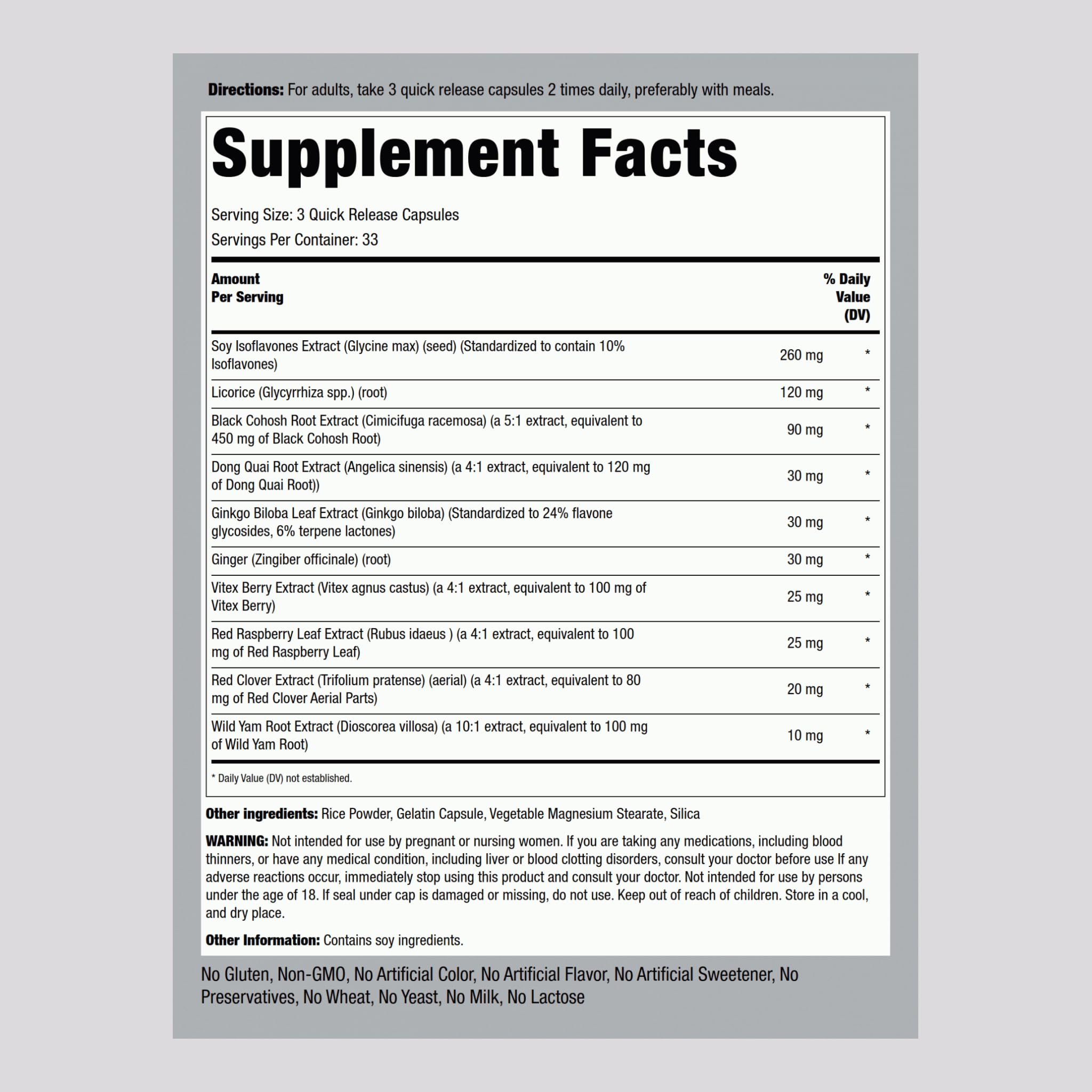 Piping Rock Menopause Ease Supplement | 100 Capsules | Advanced Support for Women | with Black Cohosh and Wild Yam | Non-GMO, Gluten Free Piping RockBuy Supplements Australia