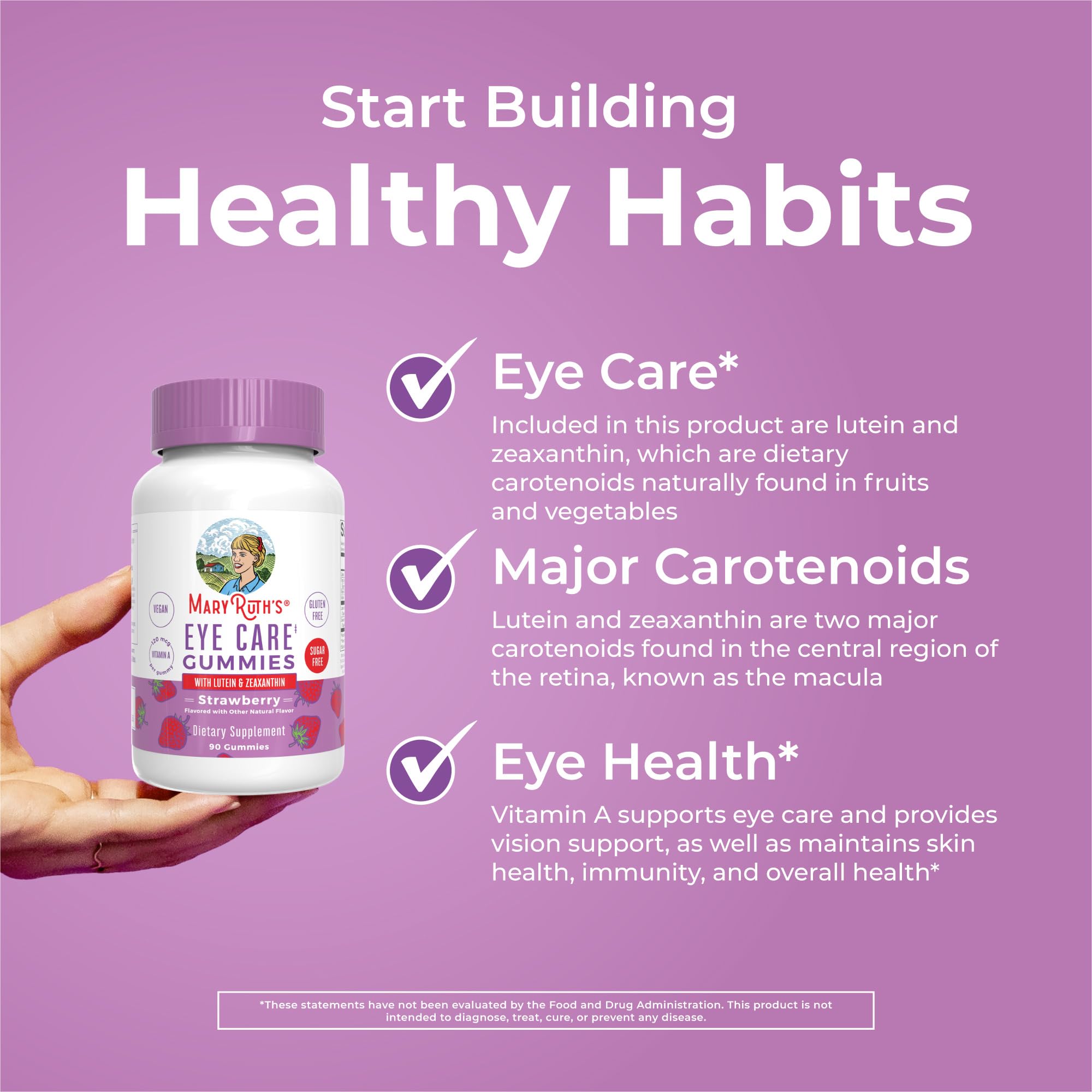 MaryRuth Organics Eye Care Gummies | Eye Health Vitamins for Adults and Kids | Lutein and Zeaxanthin Supplements | for Eyes | Vegan | Non-GMO | Gluten Free | 90 Count MARYRUTH'SBuy Supplements Australia