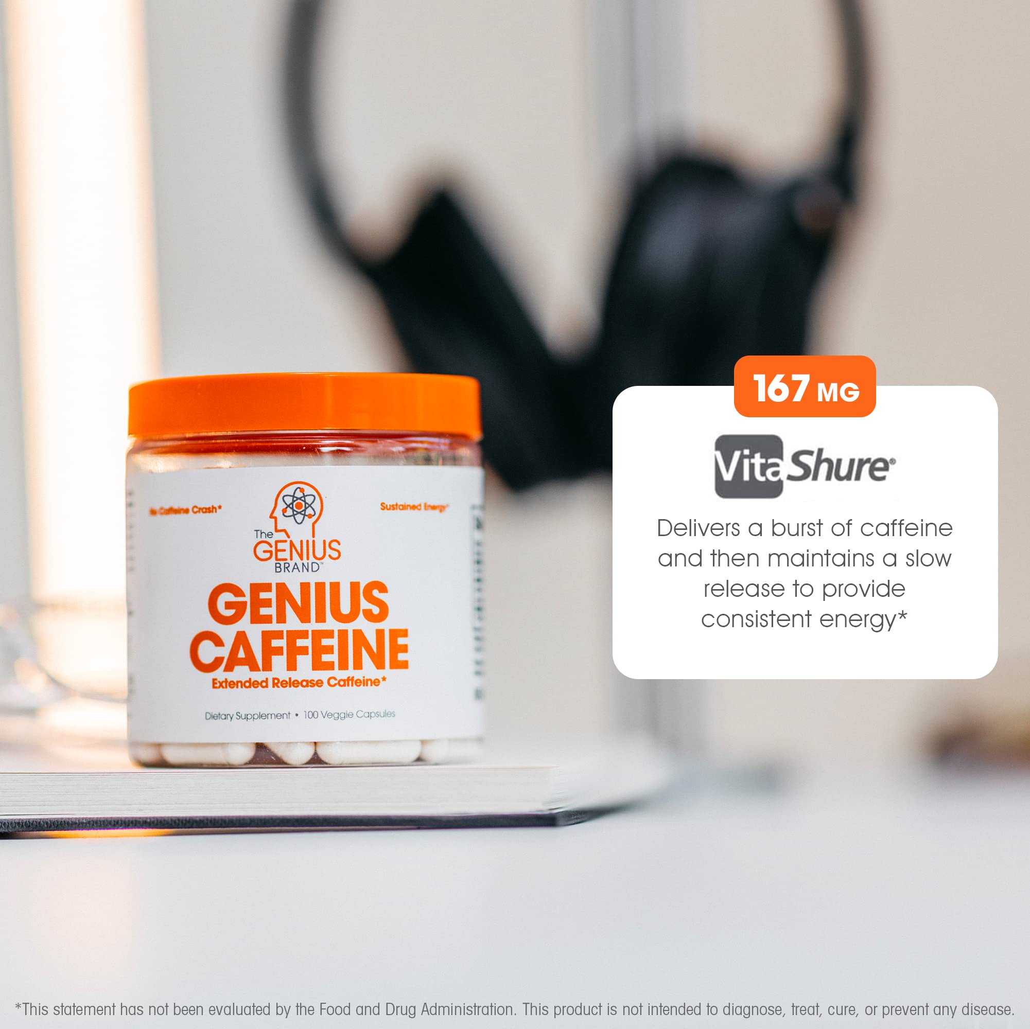 Genius Caffeine Pills 100mg, Extended-Release Microencapsulated Caffeine Pills The Genius BrandBuy Supplements Australia