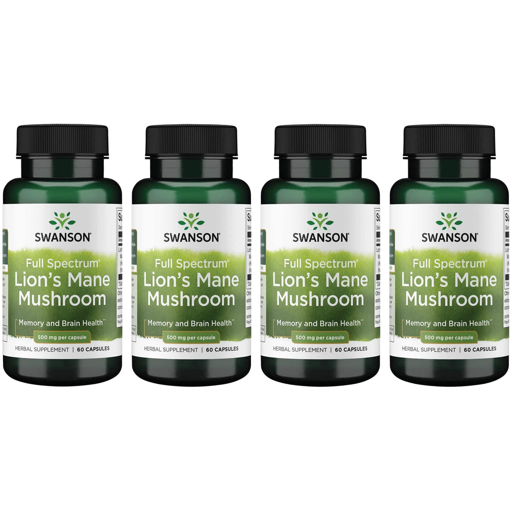 Swanson Lion's Mane Mushroom Capsules - 500 mg Each, 60 Capsules -
