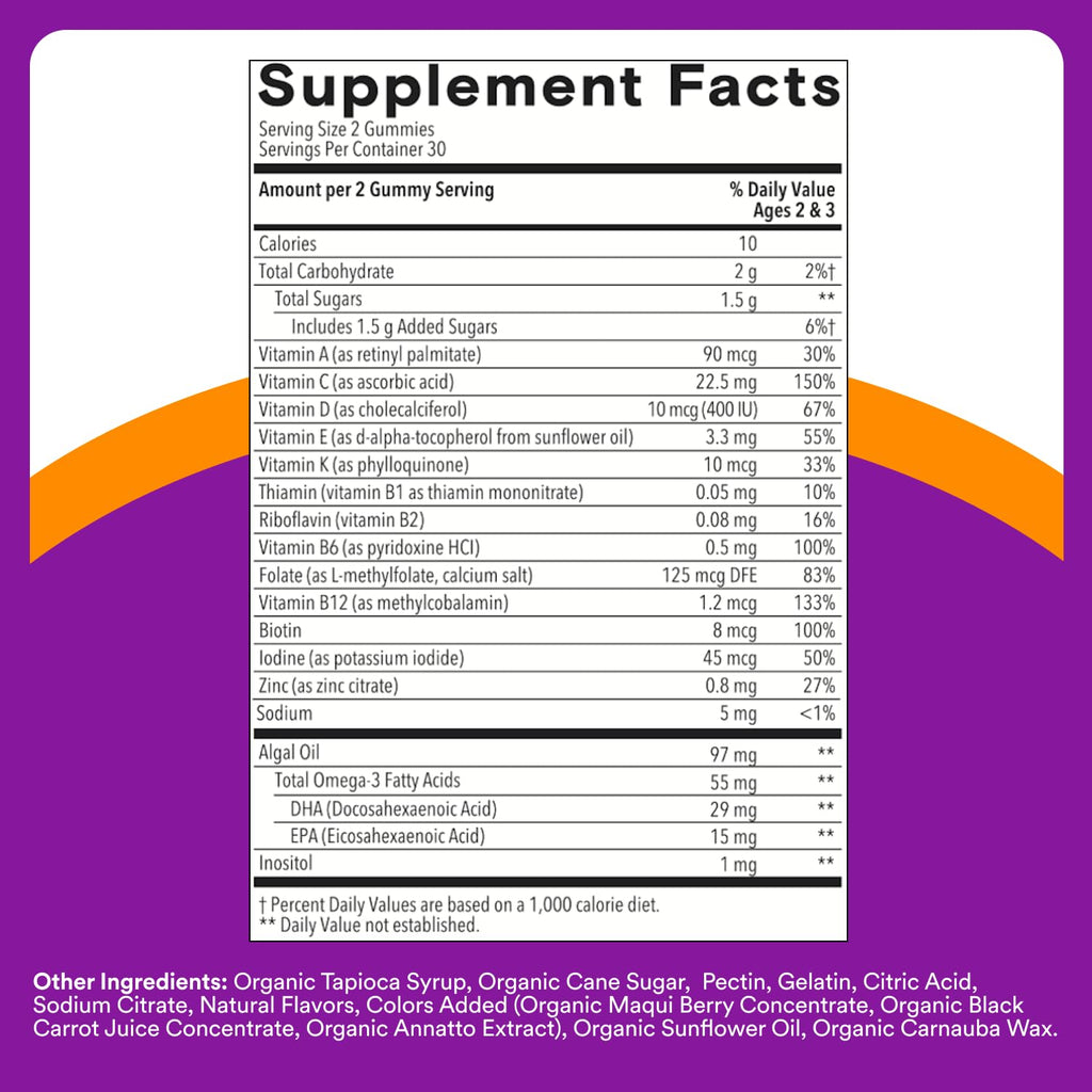 SmartyPants Toddler Multivitamin Gummies - Improved Formula: Omega 3 (DHA/EPA), Vitamins D3, C, Vitamin B12, B6, A, K & Zinc SmartyPantsBuy Supplements Australia