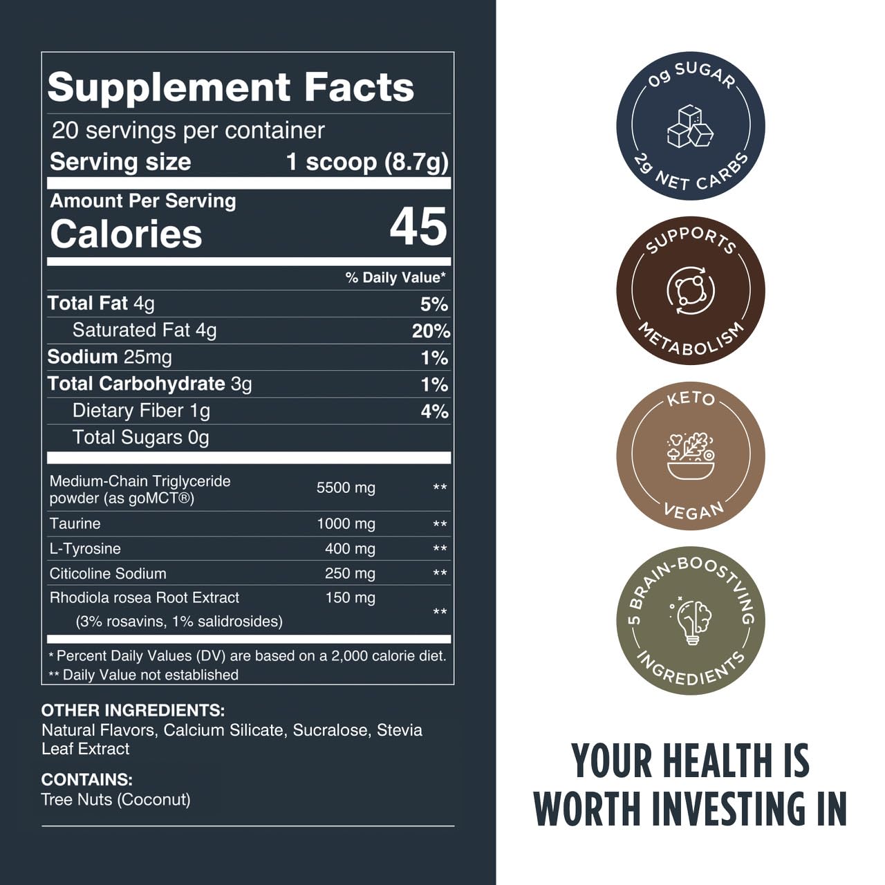 LIFESTACKS Focus Coffee Creamer for Energy & Clarity - MCT Powder + Nootropics + Adaptogens - Boost Productivity Without Jitters or Crash - Keto, Vegan, 0 Sugar - with Taurine, L-Tyrosine, Rhodiola LIFESTACKSBuy Supplements Australia