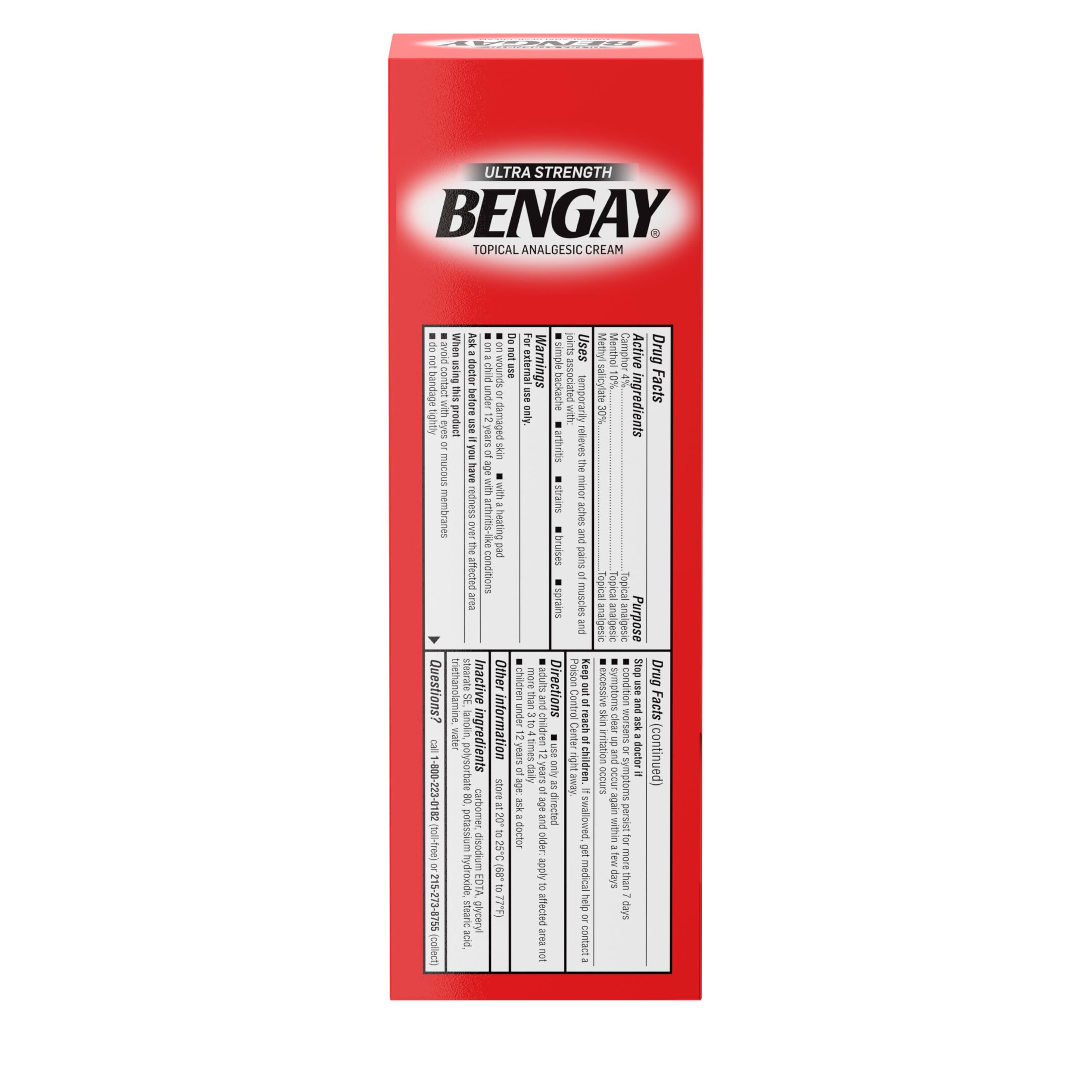 Bengay Ultra Strength Topical Pain Relief Cream, Non-Greasy Topical Analgesic for Minor Arthritis, Muscle, Joint and Back Pain, Camphor, Menthol and Methyl Salicylate, 4 OZ BengayBuy Supplements Australia