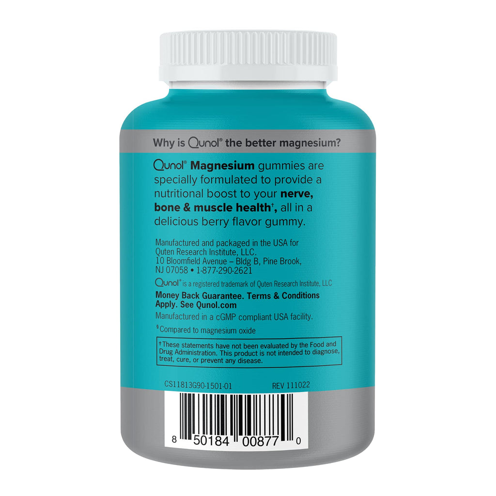 Qunol Magnesium Gummies for Adults, 200mg Elemental Magnesium (from 1,750mg Magnesium Citrate), High Absorption Magnesium Supplement, Supports Nerve, Bone and Muscle Health, Vegetarian, 90 Count QunolBuy Supplements Australia