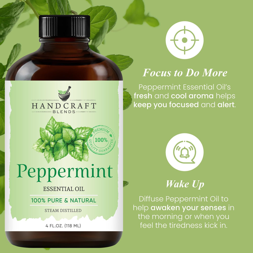 Handcraft Blends Peppermint Essential Oil - Huge 4 Fl Oz - 100% Pure and Natural - Premium Grade Handcraft BlendsBuy Supplements Australia