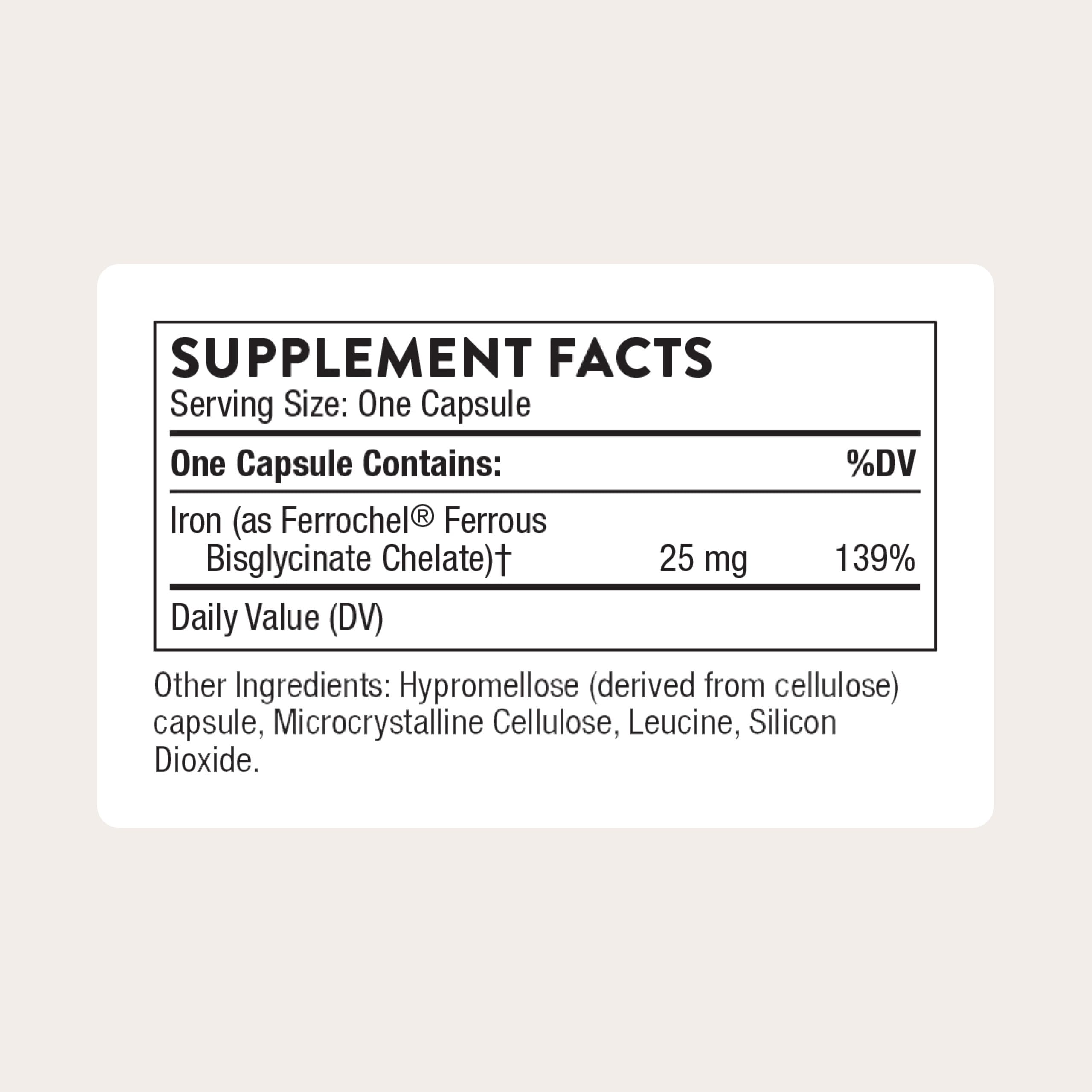 THORNE - Iron Bisglycinate - 25 mg Iron Supplement for Enhanced Absorption Without Gastrointestinal Side Effects* - NSF Certified for Sport - Gluten-Free - 60 Servings THORNE buy supplements Au