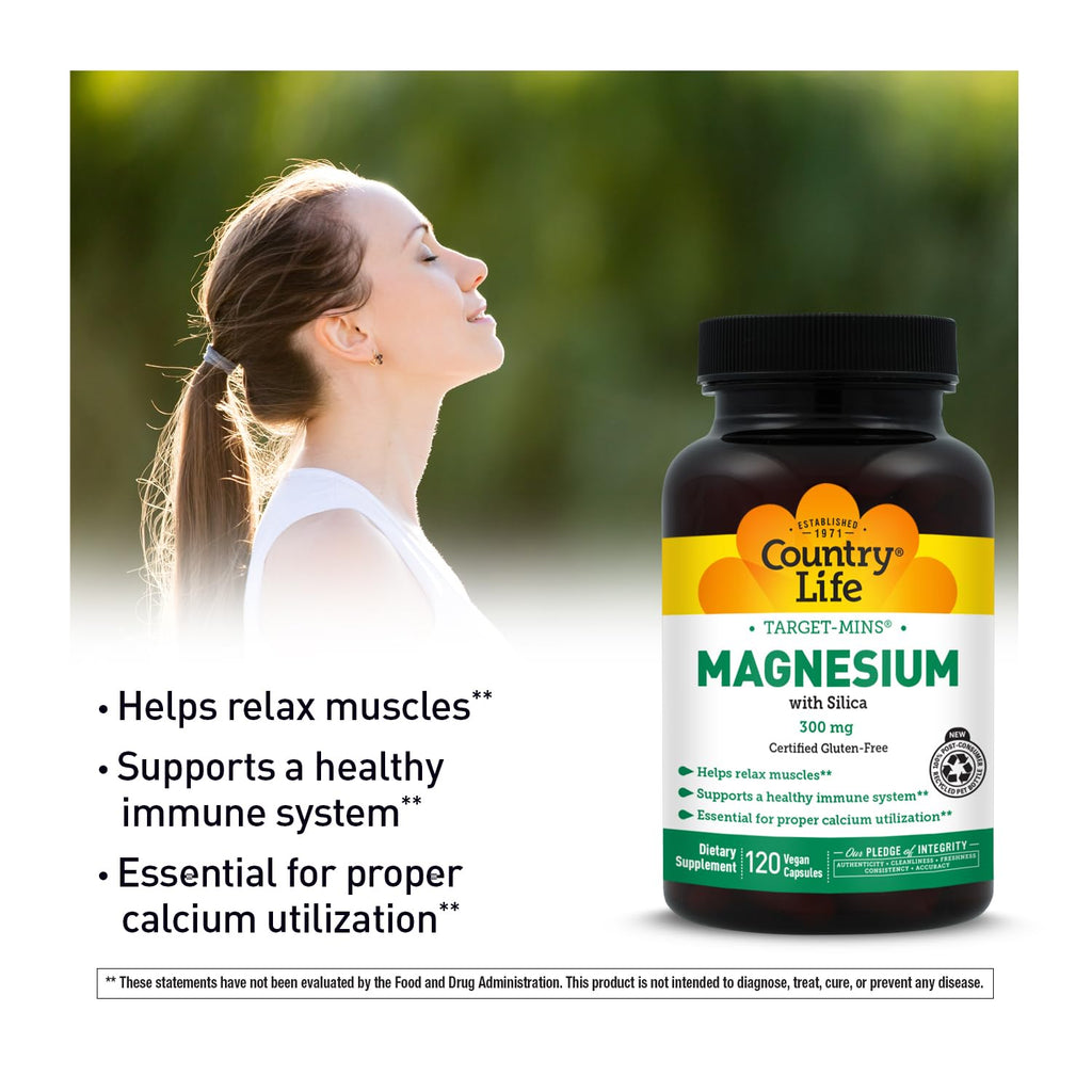 Target-Mins Magnesium with Silica 300 mg 120 Vegetarian Capsules Country LifeBuy Supplements Australia