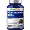 NusaPure Nicotinamide with Resveratrol (Vitamin B-3) 500 mg - 180 Vegetarian Caps (Non-GMO & Vegan) NusaPureBuy Supplements Australia