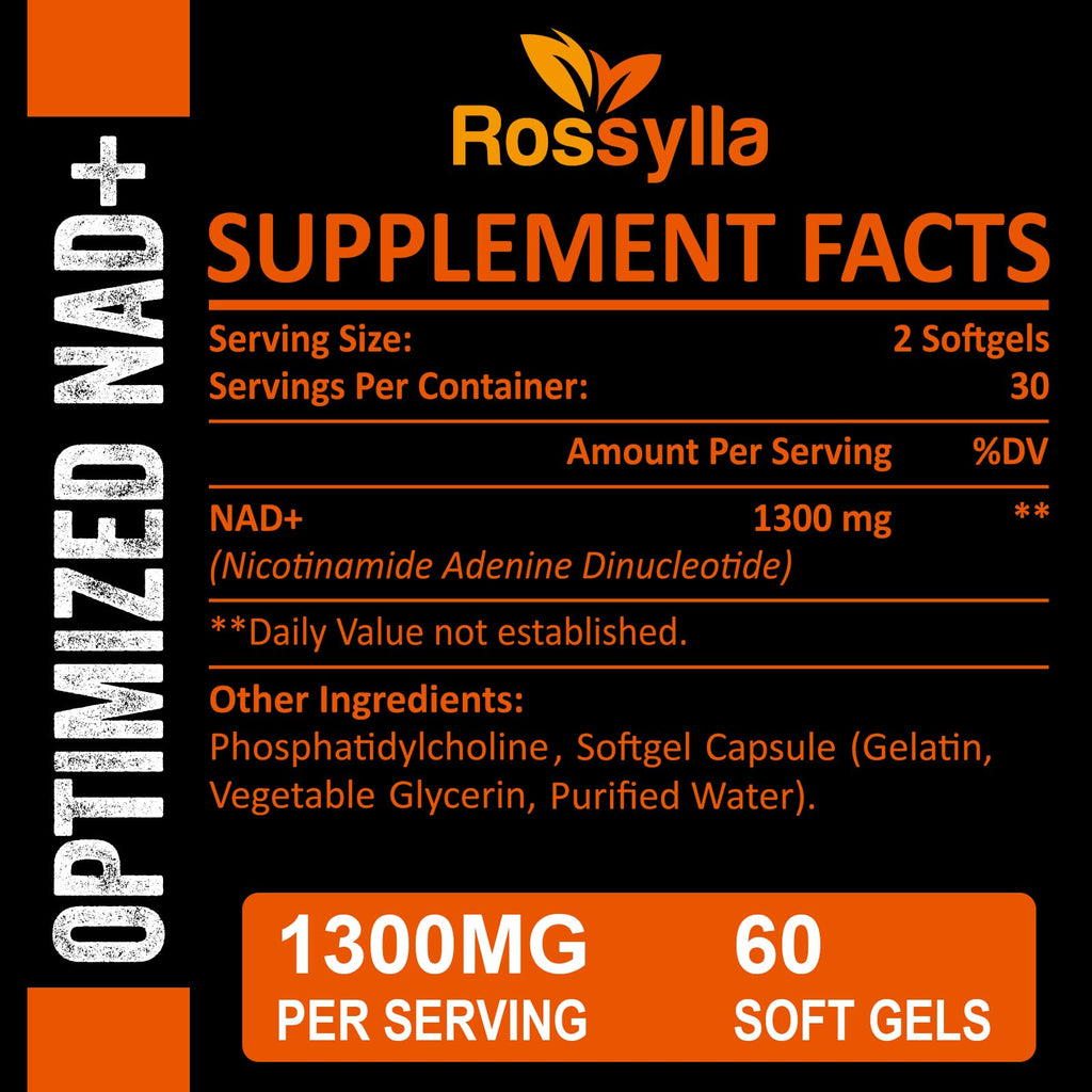 Rossylla 1300 MG Liposomal NAD+ Supplement | Highest Absorption | Purest NAD Supplemet to Boost NAD+ Effetively | Boosting NAD+ Supplement for Aging Defese, Cellular Energy, Longevity | 120 Count RossyllaBuy Supplements Australia