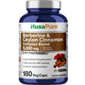 NusaPure Berberine with Ceylon Cinnamon 20:1 Extract, 250 mg Equivalent to 5000mg 180 Veggie Capsules, Vegetarian, Non-GMO Supplement, (Berberine Complex) NusaPureBuy Supplements Australia