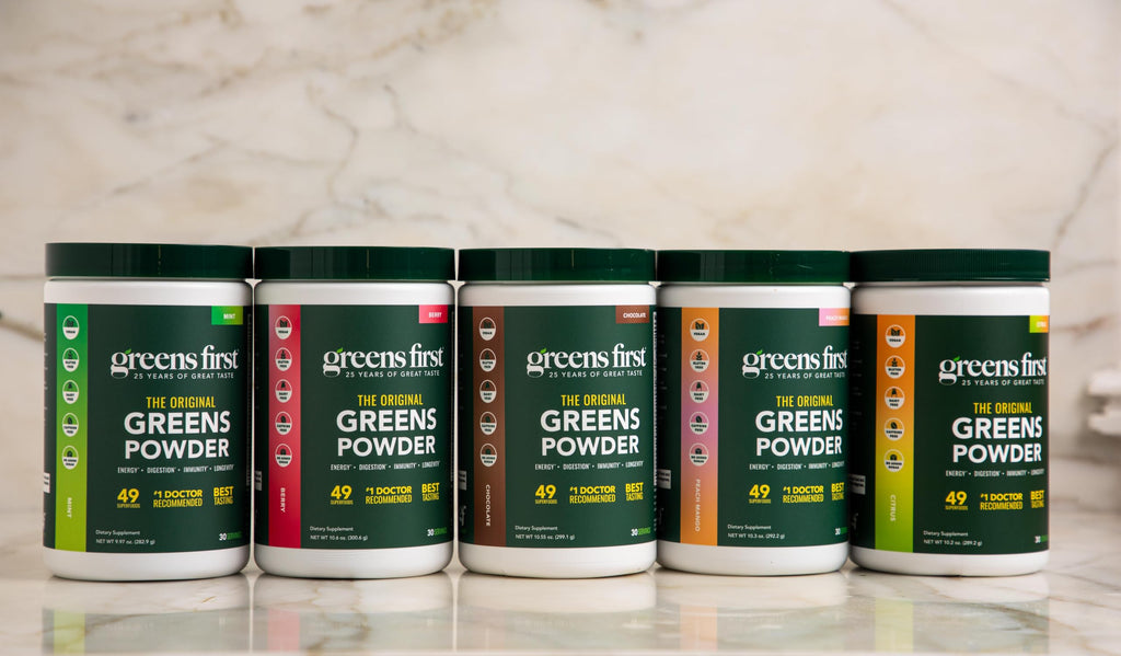 Greens First Original Greens Powder - 49 Superfoods - Organic Fruits & Veggies - Prebiotics, Probiotics & Digestive Enzymes - Antioxidant Smoothie - Dairy Free, Vegan & Non-GMO (Mint, 30 Servings) Greens FirstBuy Supplements Australia