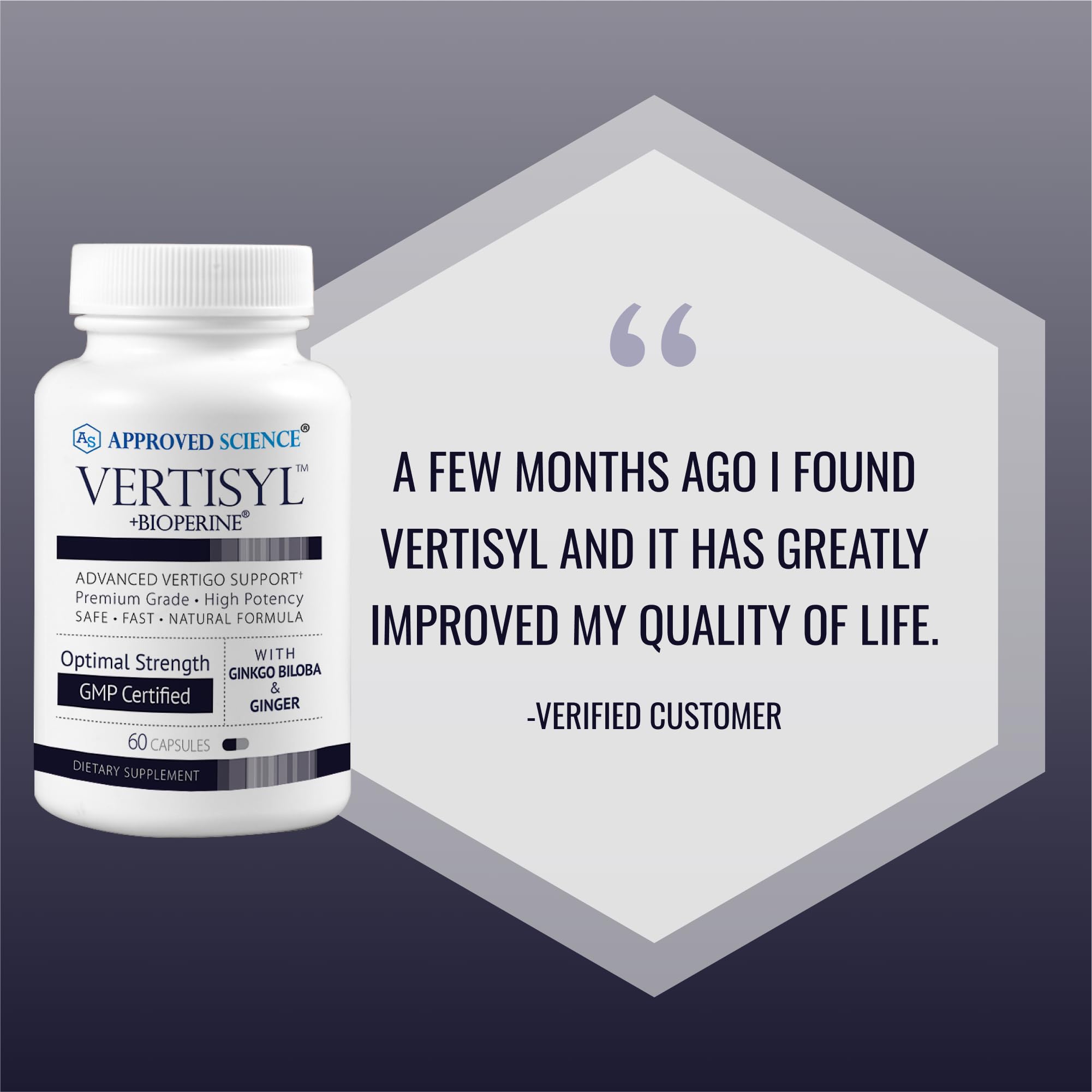 Approved Science VertiSyl - Ginkgo Biloba, Ginger, Vitamin D3, BioPerine - 60 Capsules - 1 Month Supply Approved ScienceBuy Supplements Australia
