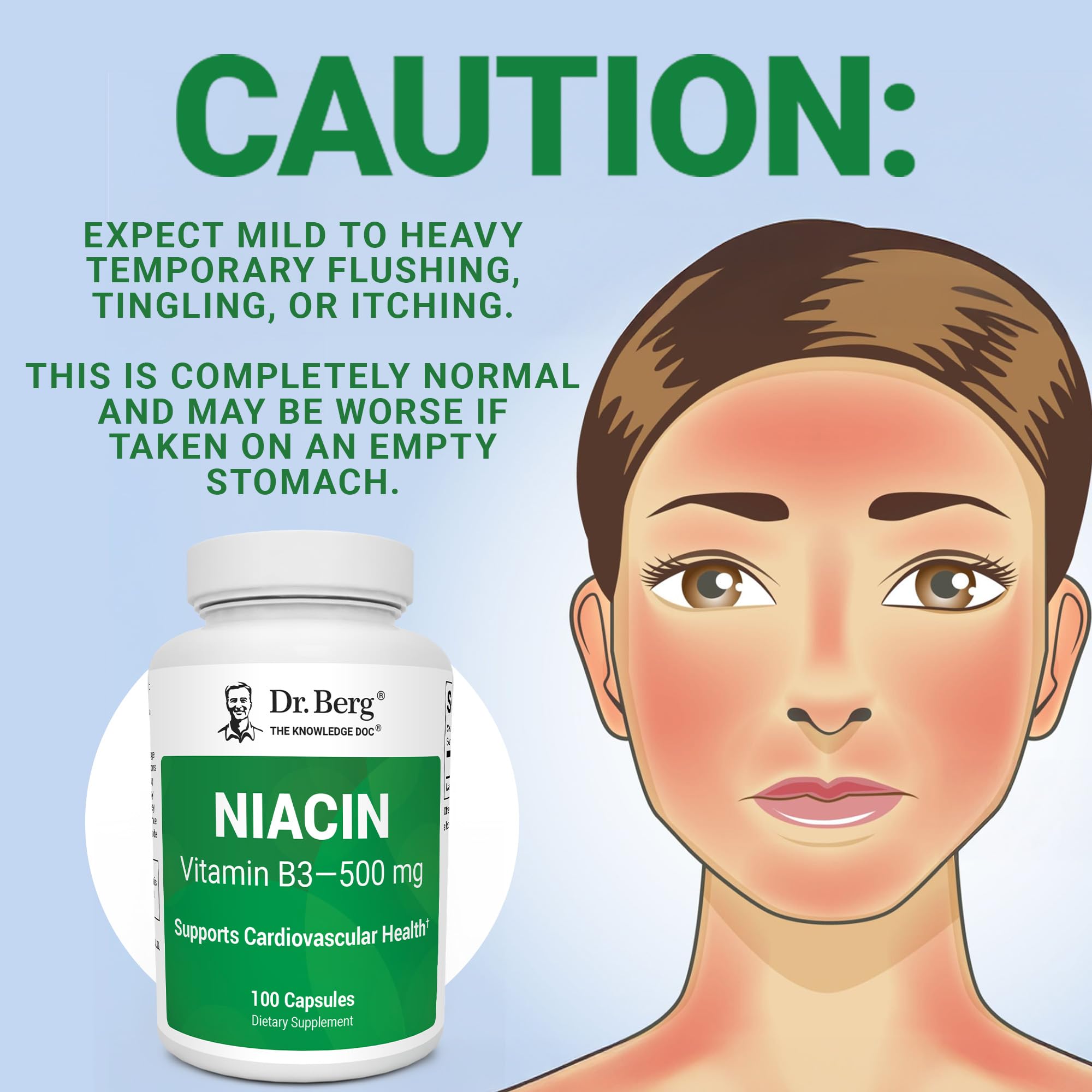 Dr. Berg Highly-Potent Niacin 500 mg – Now Only 125 mg per Capsule for Niacin Flush Tolerance Building – Gradually Increase to 500mg a Day – Vitamin B3 for Heart, Brain & Energy Support – 100 Capsules Dr. Berg NutritionalsBuy Supplements Australia