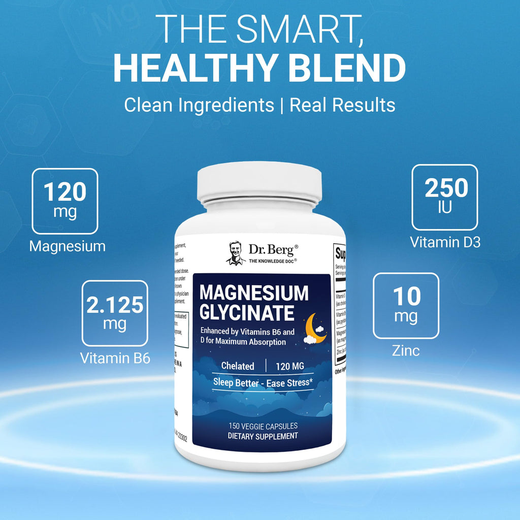 Dr. Berg Magnesium Glycinate 150ct – 4-in-1 Chelated for Muscle, Nerve, Sleep & Stress Support*– w/ D3, B6 & Zinc – 4X Lab-Tested – No Fillers – Formulated in USA, GMP-Certified Dr. Berg Nutritionals buy supplements Au