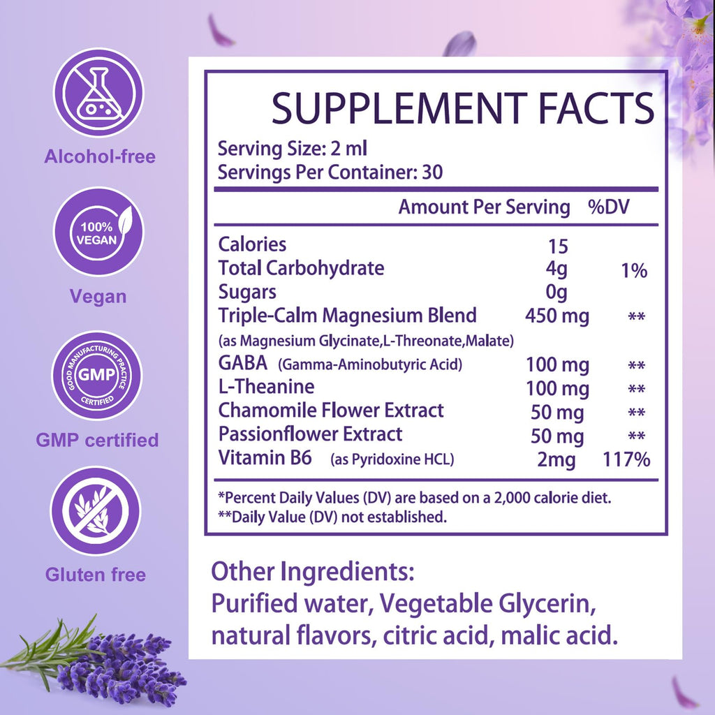 Magnesium Glycinate Liquid Drops for Women & Men, Triple Calm Magnesium Complex Supplement with L-Threonate, Malate, L-Theanine for Kids Adults Calm, Sleep & Mood, Sugar-Free, Natural Flavor, 2 fl oz loiomayBuy Supplements Australia