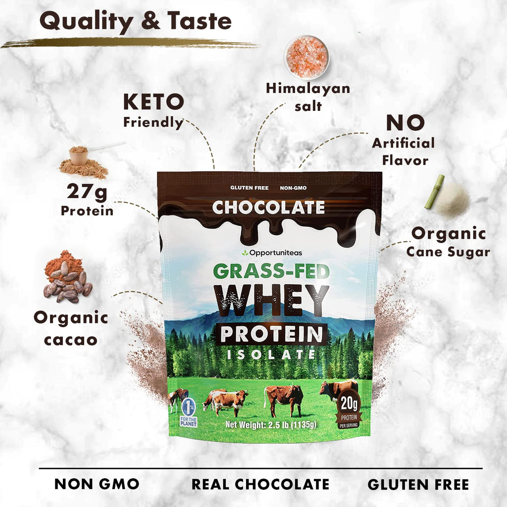 Opportuniteas Chocolate Whey Protein Powder - Grass Fed Whey Isolate + Organic Cacao OpportuniteasBuy Supplements Australia