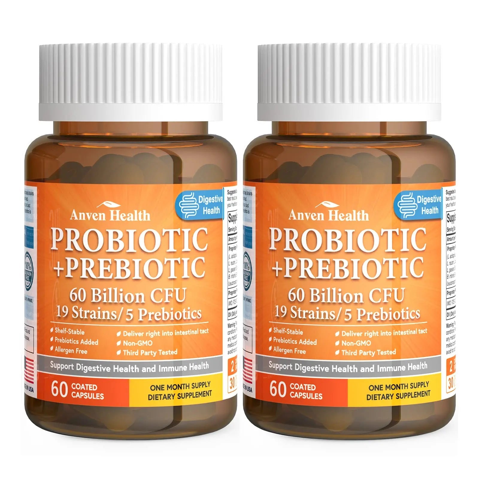 Anven Health 60 Billion Probiotics for Women and Men 19 Strains 5 Organic Prebiotics for Gut Digestive & Immune Health, Supports Diarrhea Gas Bloating, Vegan Probiotic Supplement Formula丨120 Caps Anven Health buy supplements Au