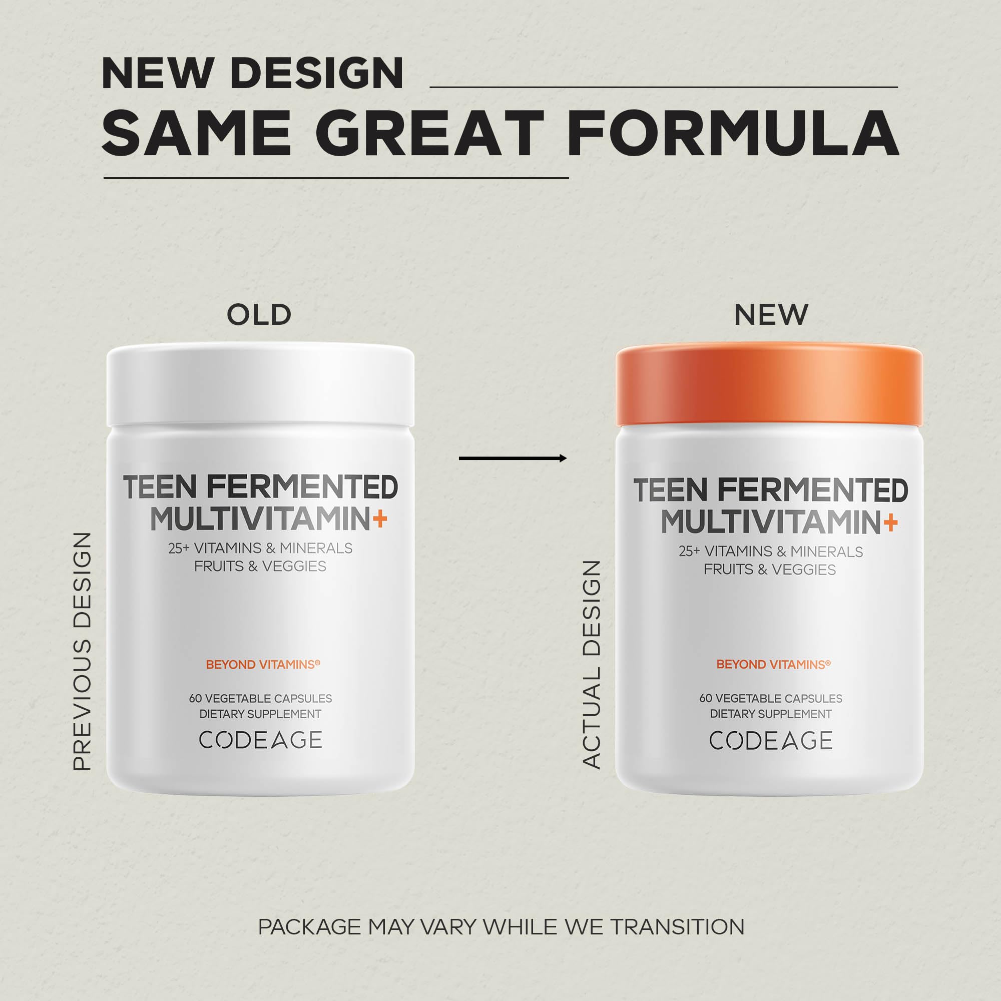 Codeage Teen Multivitamin Supplement – Daily Vitamins and Minerals for Teen Boys and Girls – Organic Whole Food Formula with Omega-3 and Vitamins A to K - 60 Capsules CodeageBuy Supplements Australia