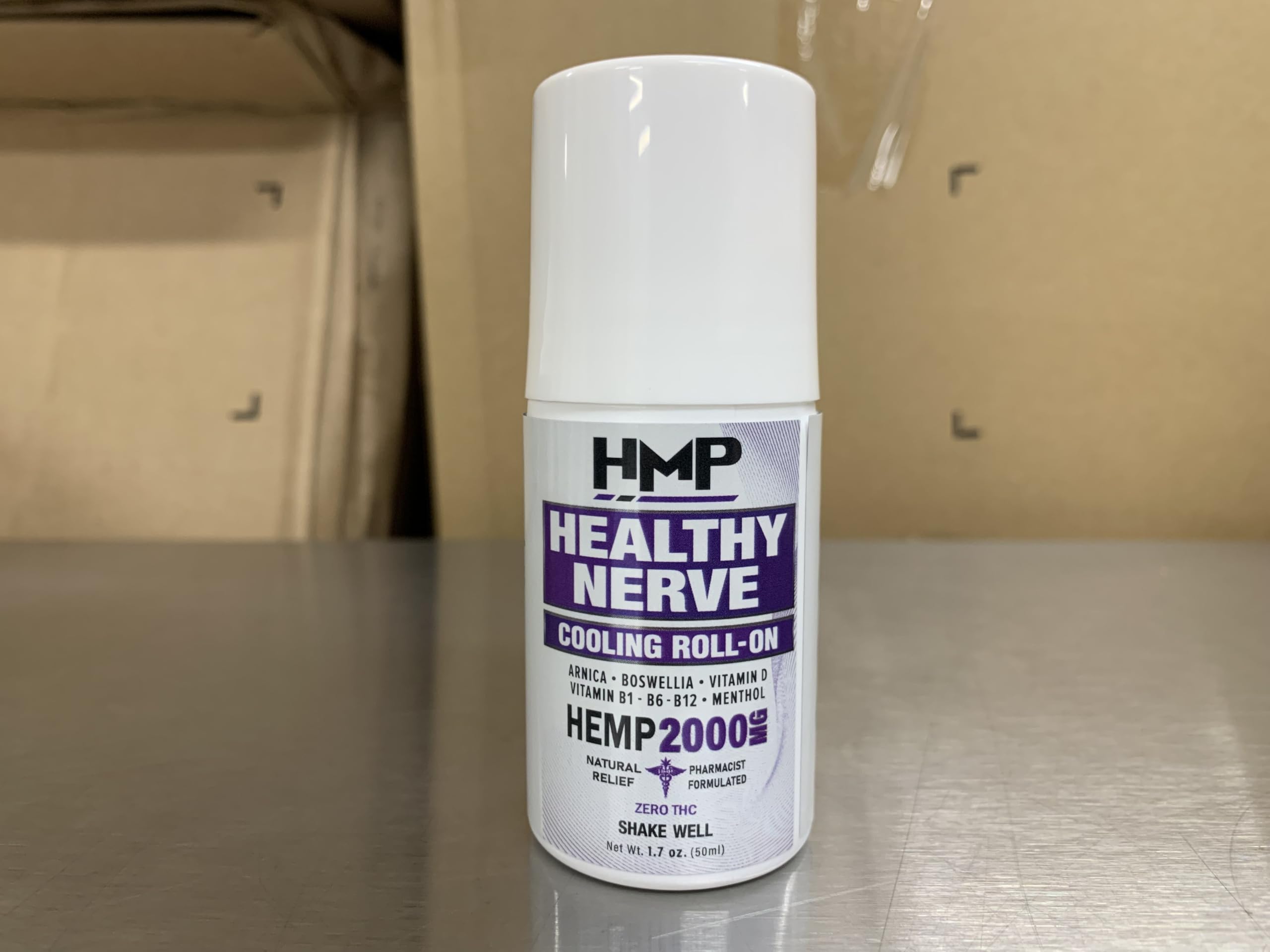 HMP Nerve Roll-On for Feet, Hands, Legs, Toes, Back 2000MG Hemp with Menthol & Arnica, Soothing Cooling Formula, Made in USA, 50ml (1 Pack) HMP BRANDSBuy Supplements Australia