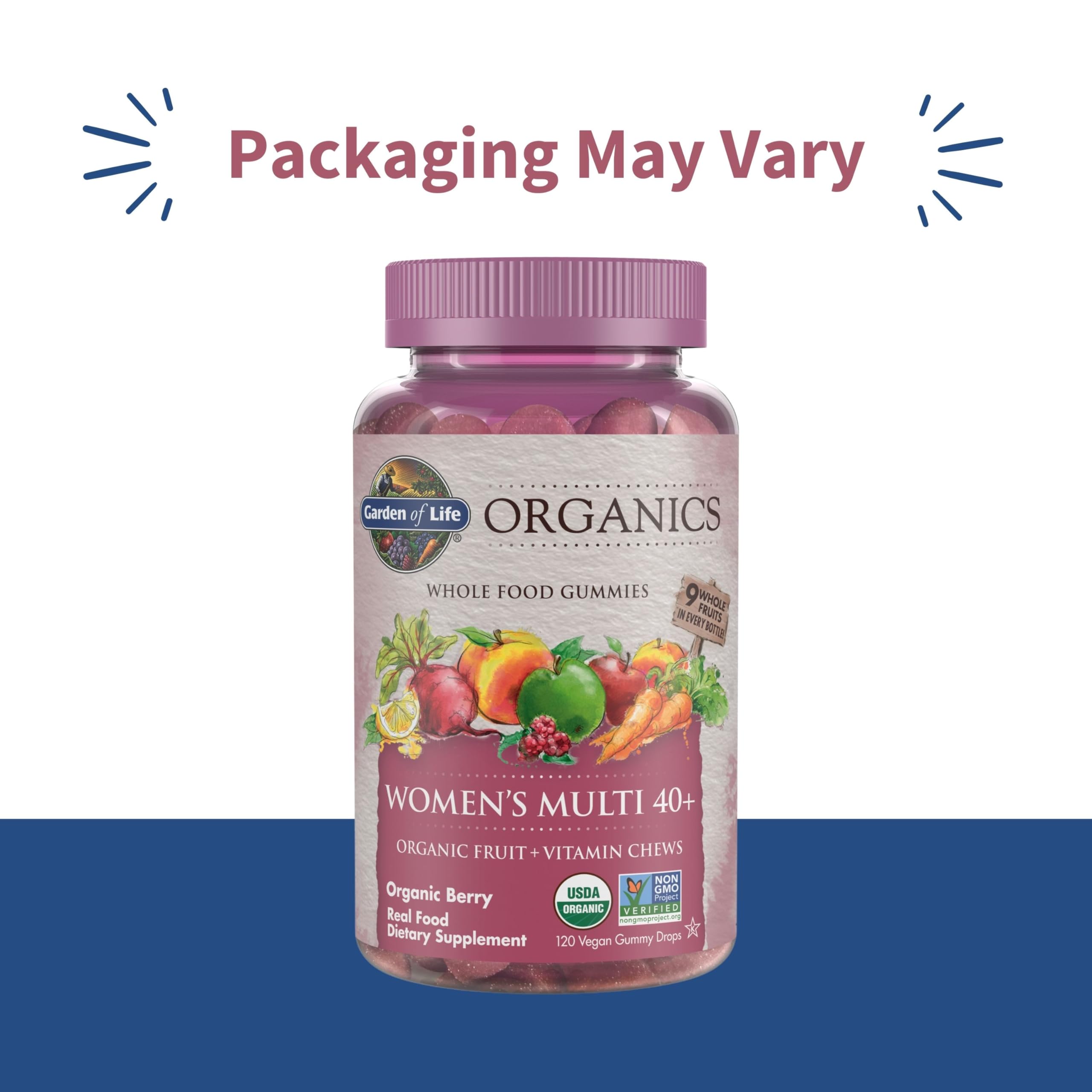 Garden of Life Organics Women 40+ Gummy Vitamins - Berry - Certified Organic, Non-GMO, Vegan, Kosher Complete Multi - Methyl B12, C & D3 Garden of LifeBuy Supplements Australia