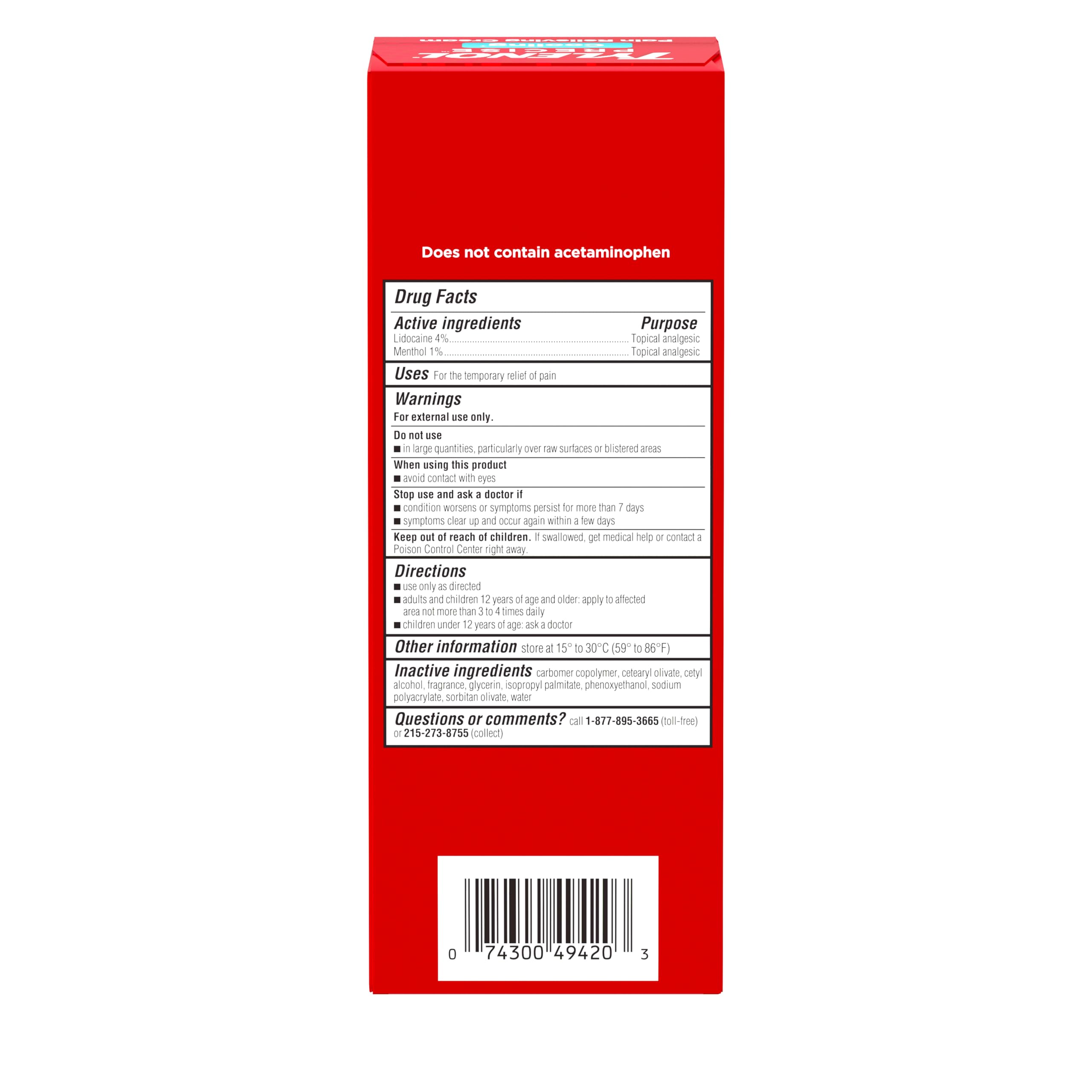 Tylenol Precise Cream, Cooling Sensation Pain Relief, Roll‑On, Lidocaine 4%, Menthol 1%, Targeted Maximum OTC Strength Combination for Back, Muscle and Joint, Numbing Cream Rollerball Applicator, 4 oz Tylenol buy supplements Au