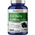 NusaPure Acai Berry 50:1 Extract - Suitable for Vegetarian/Vegan, Non - GMO - 20000 mg - 200 Capsules NusaPureBuy Supplements Australia