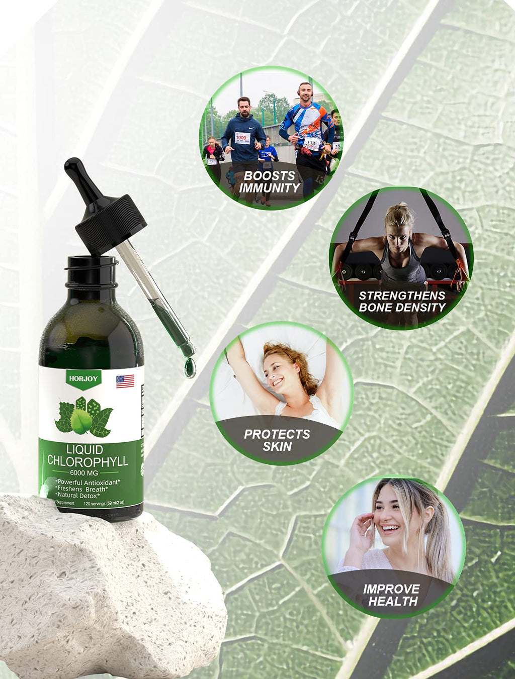 Chlorophyll Liquid Drops - 100% Natural Energy Booster and Immune Support - Internal HorjoyBuy Supplements Australia
