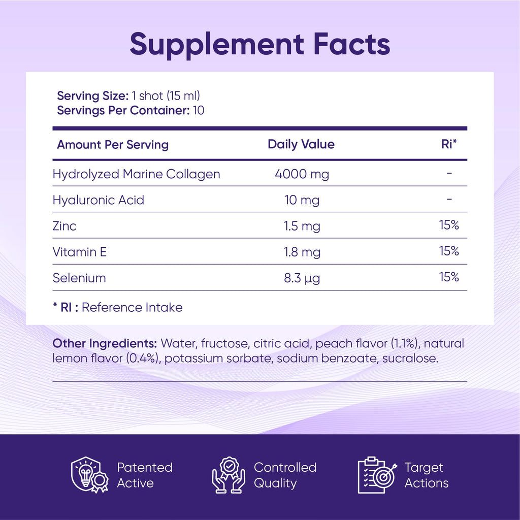 ERIC FAVRE Pure Collagen+ Liquid Collagen for Women – 4000mg Marine Peptides for Radiant Skin, Hair & Nail Health – Hyaluronic Acid, Vitamin E – 10 Shots, Peach Lemon Flavor ERIC FAVRE buy supplements Au