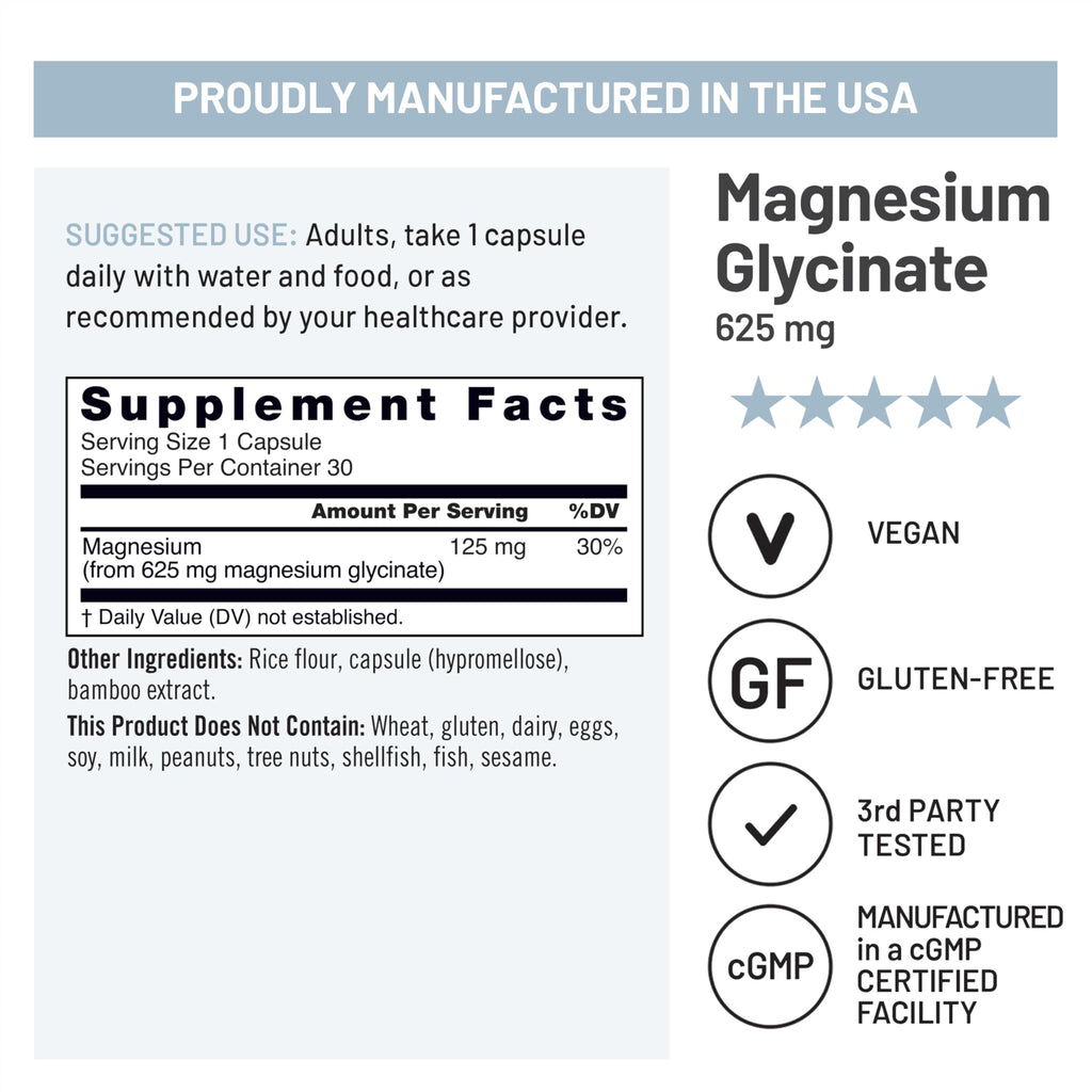 NatureWise Magnesium Glycinate 625 mg - High Absorption Chelated Magnesium Glycinate for Sleep, Relaxation, Muscle & Bones*