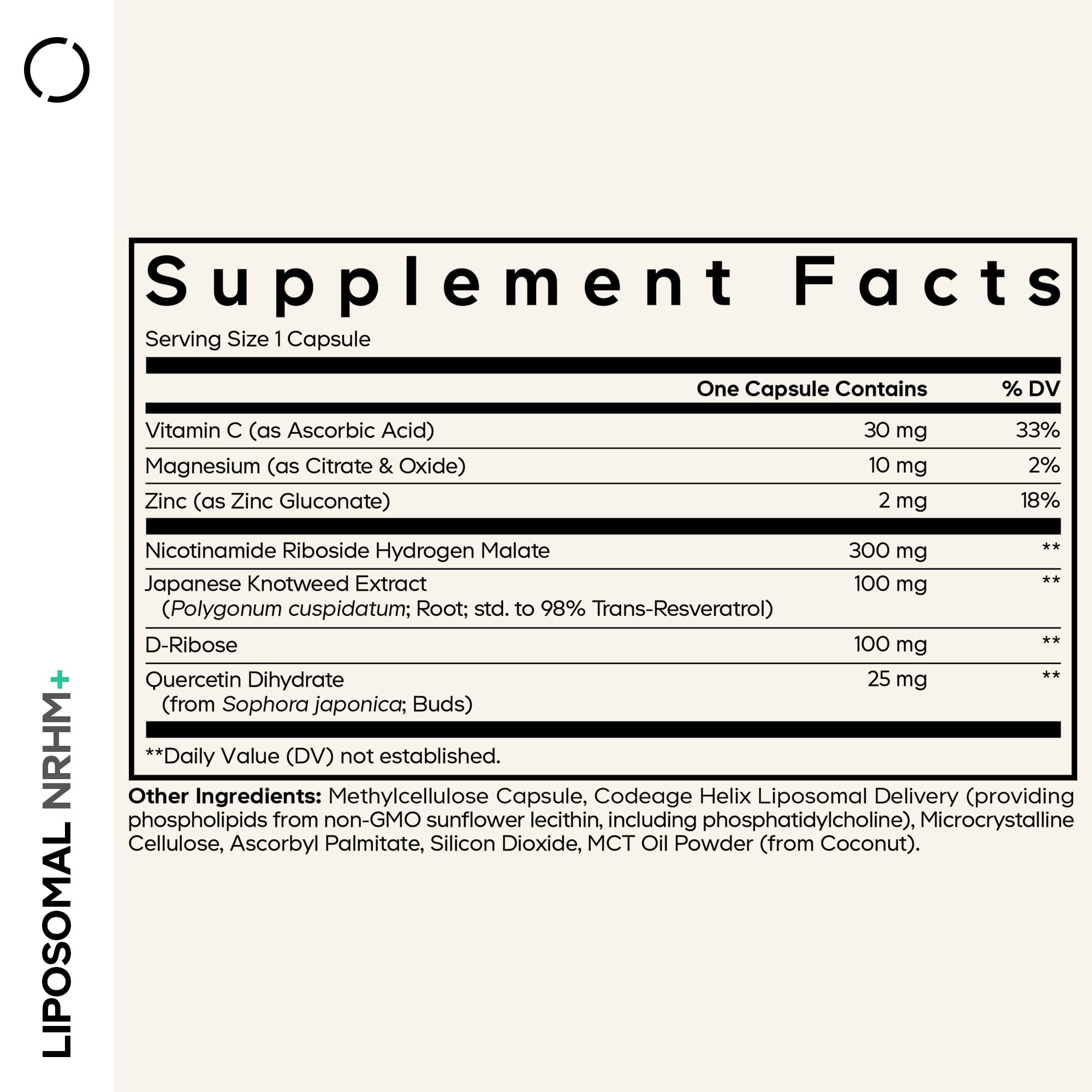 Codeage Liposomal NRHM+ Supplement - NRH Hydrogen Malate 300 mg, Resveratrol, D-Ribose & Quercetin - Vitamin C, Magnesium & Zinc - Liposomal Delivery - Non-GMO - 60 Capsules CodeageBuy Supplements Australia
